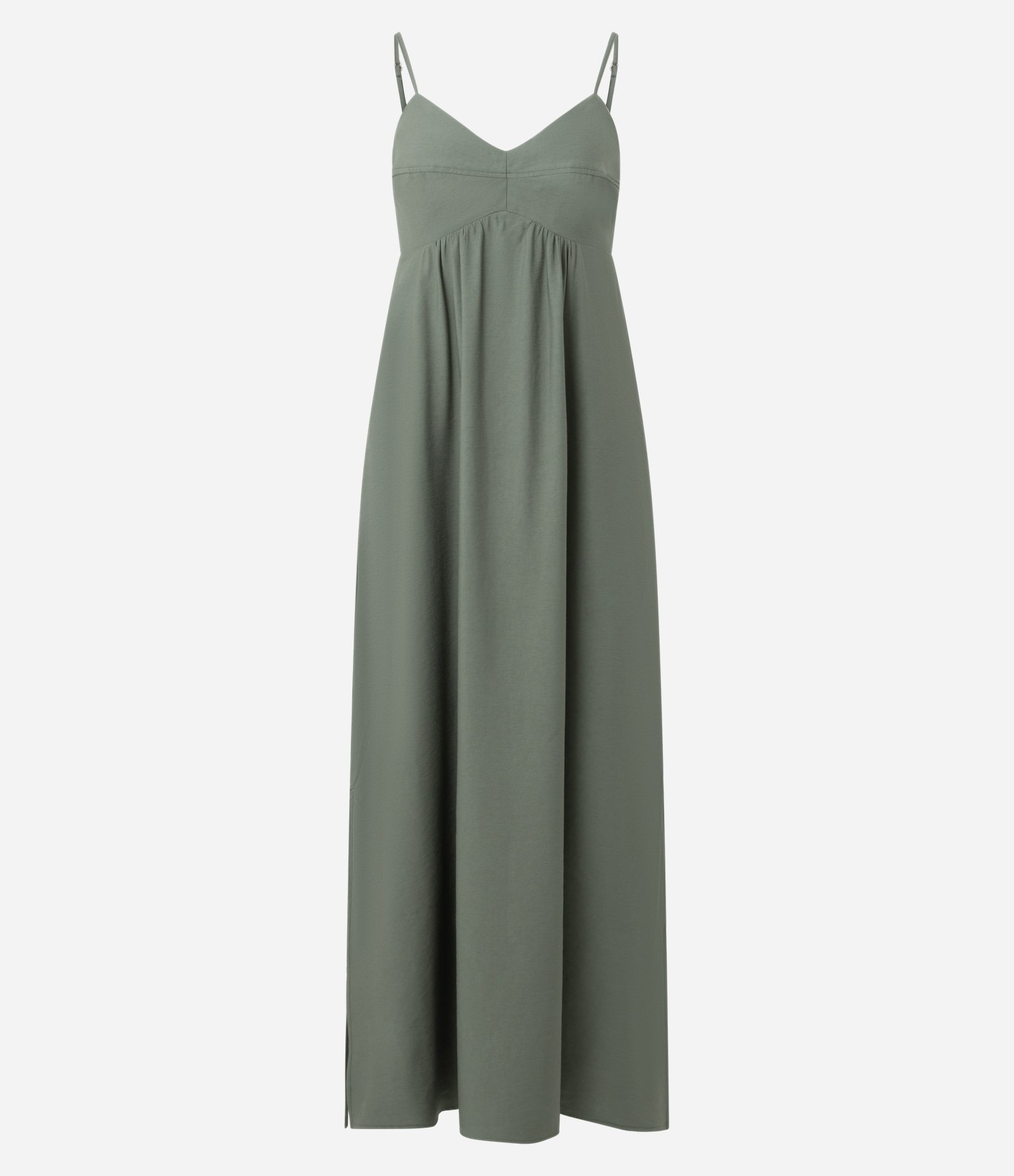 Vestido Midi Evasê em Viscose com Decote Coração Verde Escuro 5