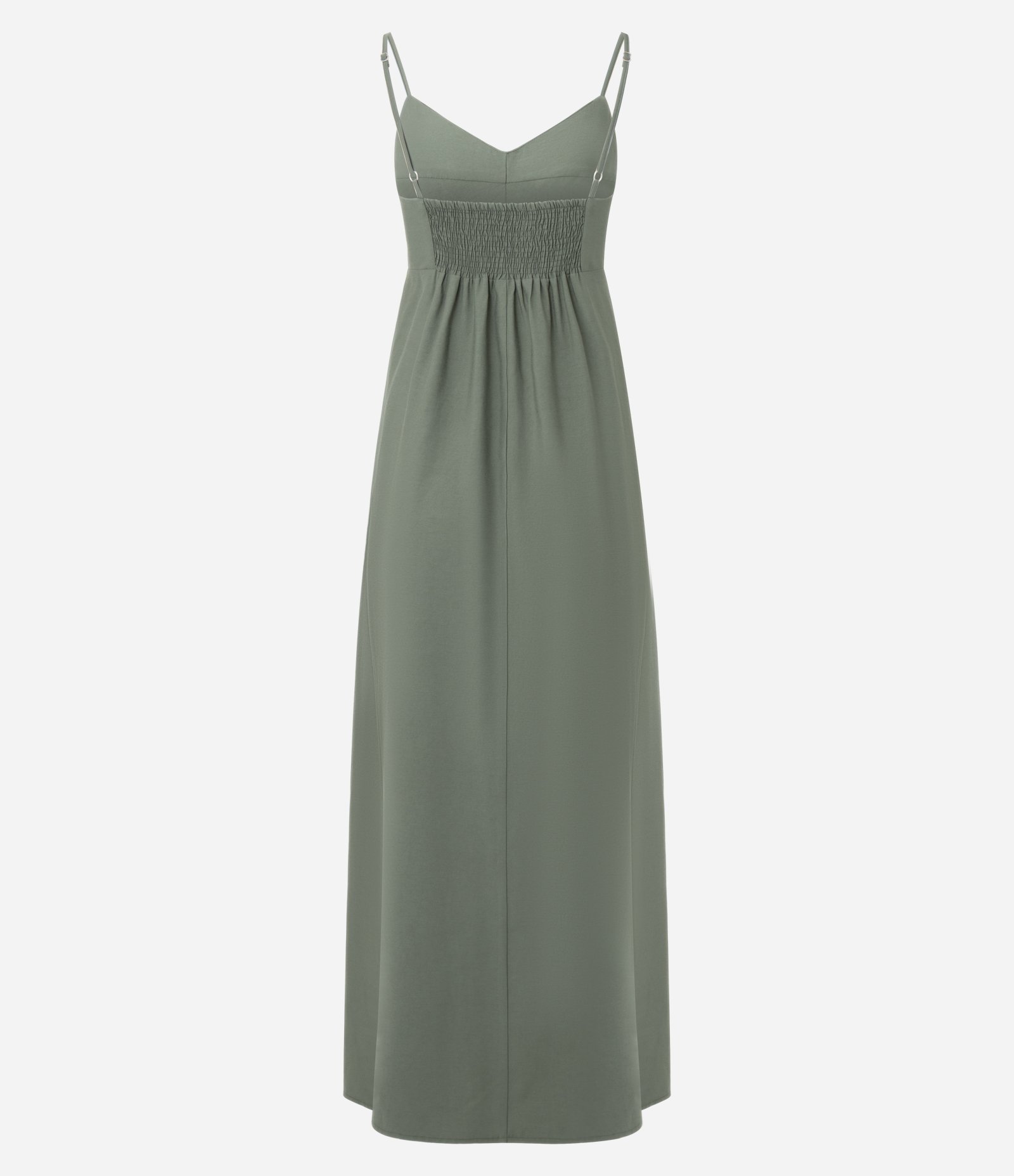 Vestido Midi Evasê em Viscose com Decote Coração Verde Escuro 6