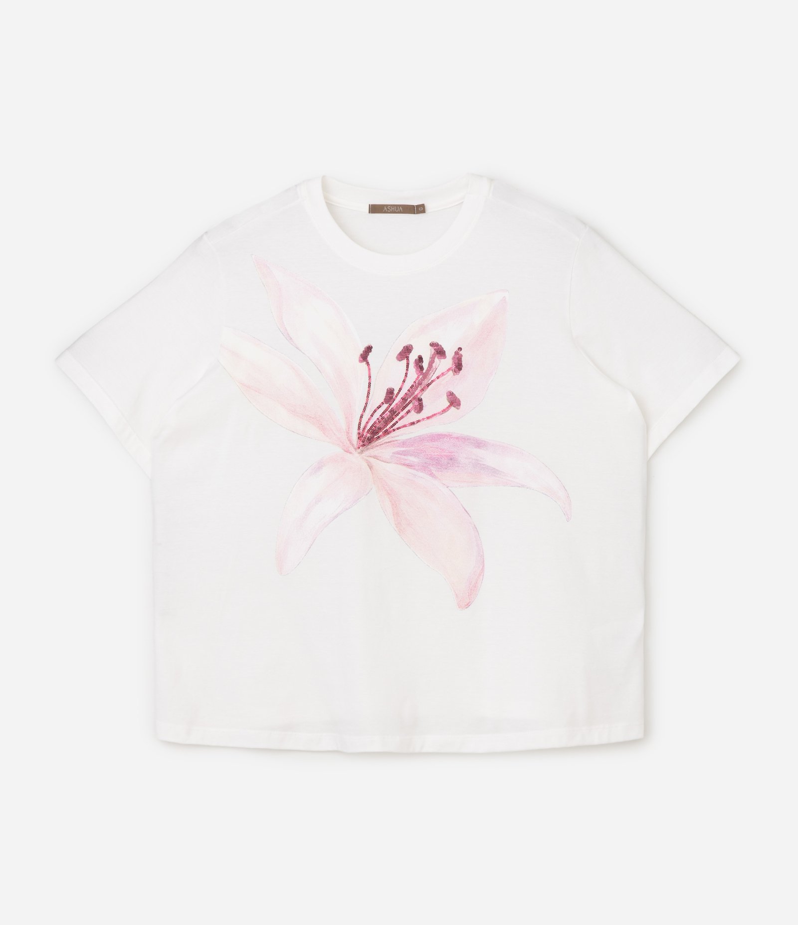 Blusa Regular em Algodão Flor Aquarelada Curve & Plus Size Branco 5