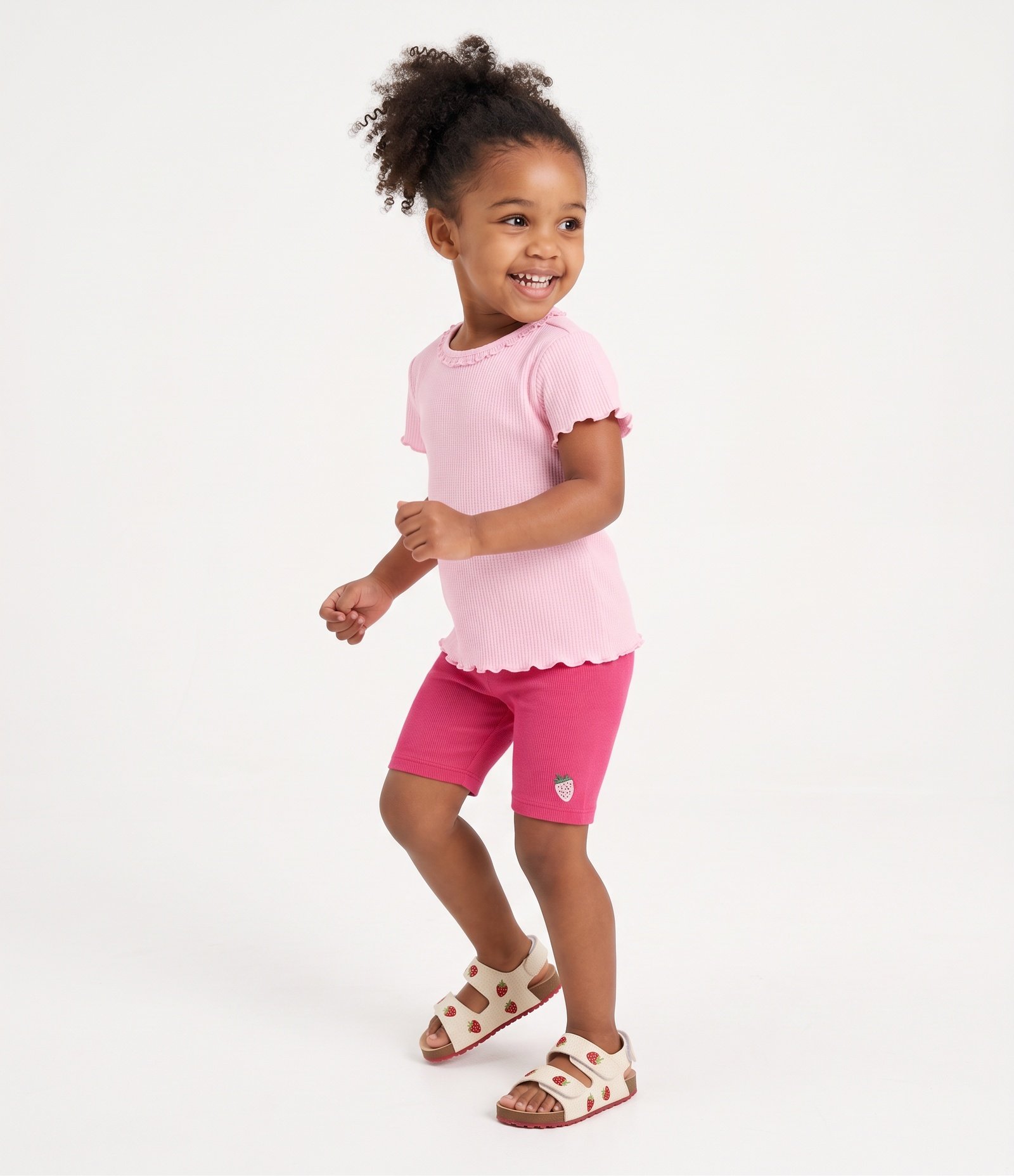 Camiseta Slim em Ribana com Babadinho na Gola - Tam 1 a 6 Anos Rosa 2