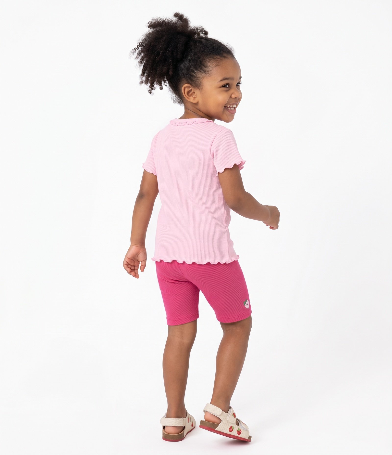 Camiseta Slim em Ribana com Babadinho na Gola - Tam 1 a 6 Anos Rosa 3
