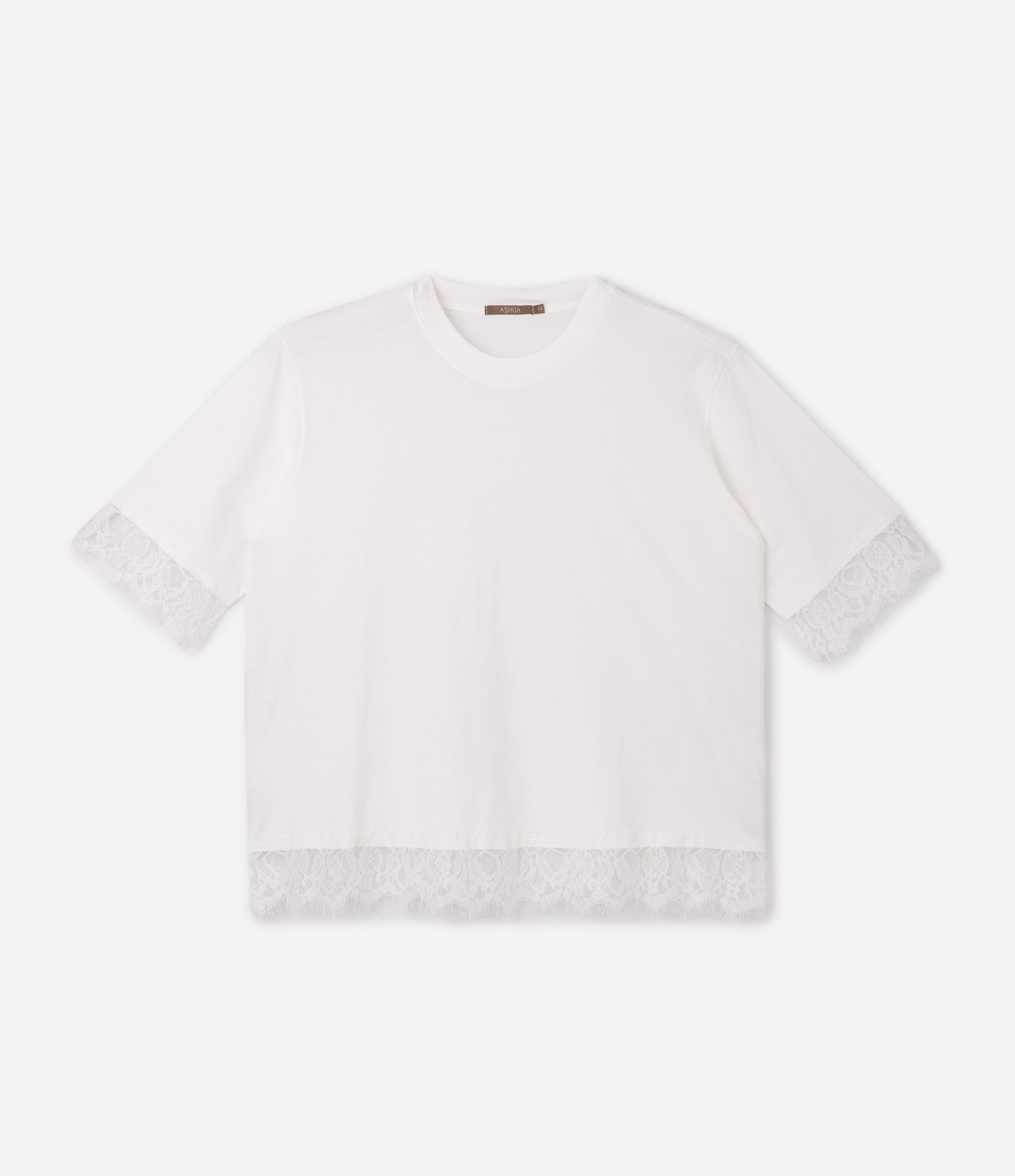 Blusa Alongada em Algodão com Renda na Barra Curve & Plus Size Branco 5