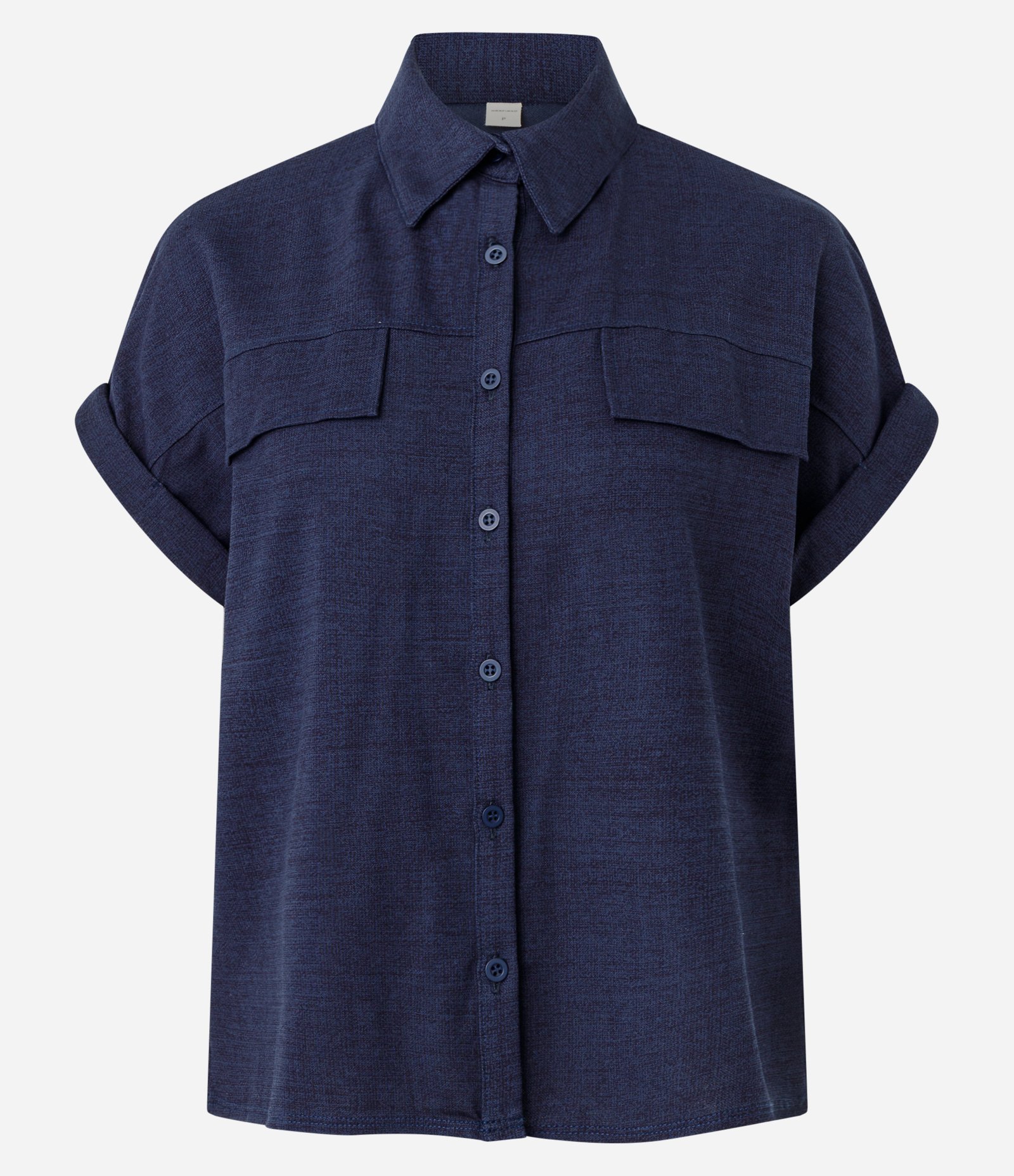 Blusa em Piquet Texturizada com Bolsos Frontais Azul 1
