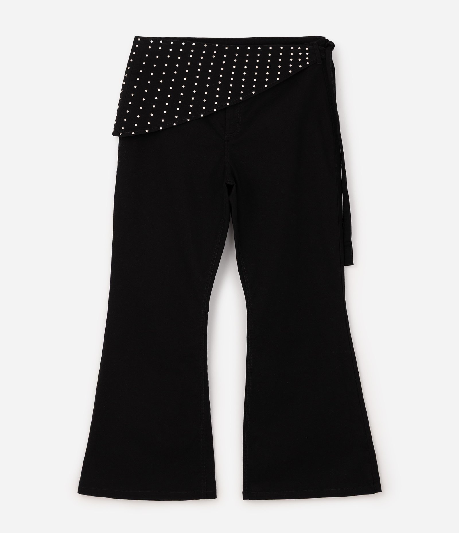 Calça Flare em Sarja com Faixa de Tachas Metálicas Curve & Plus Size Preto 7