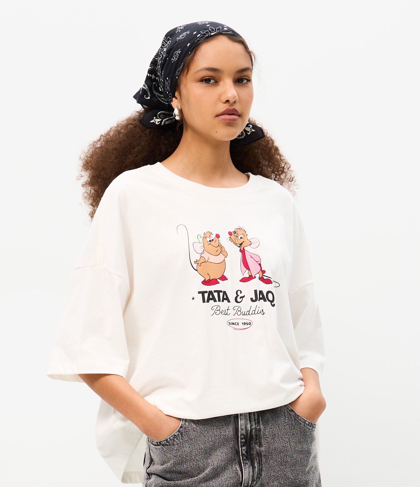 Camiseta com Estampa Disney Tata & Jaq em Algodão Branco 1