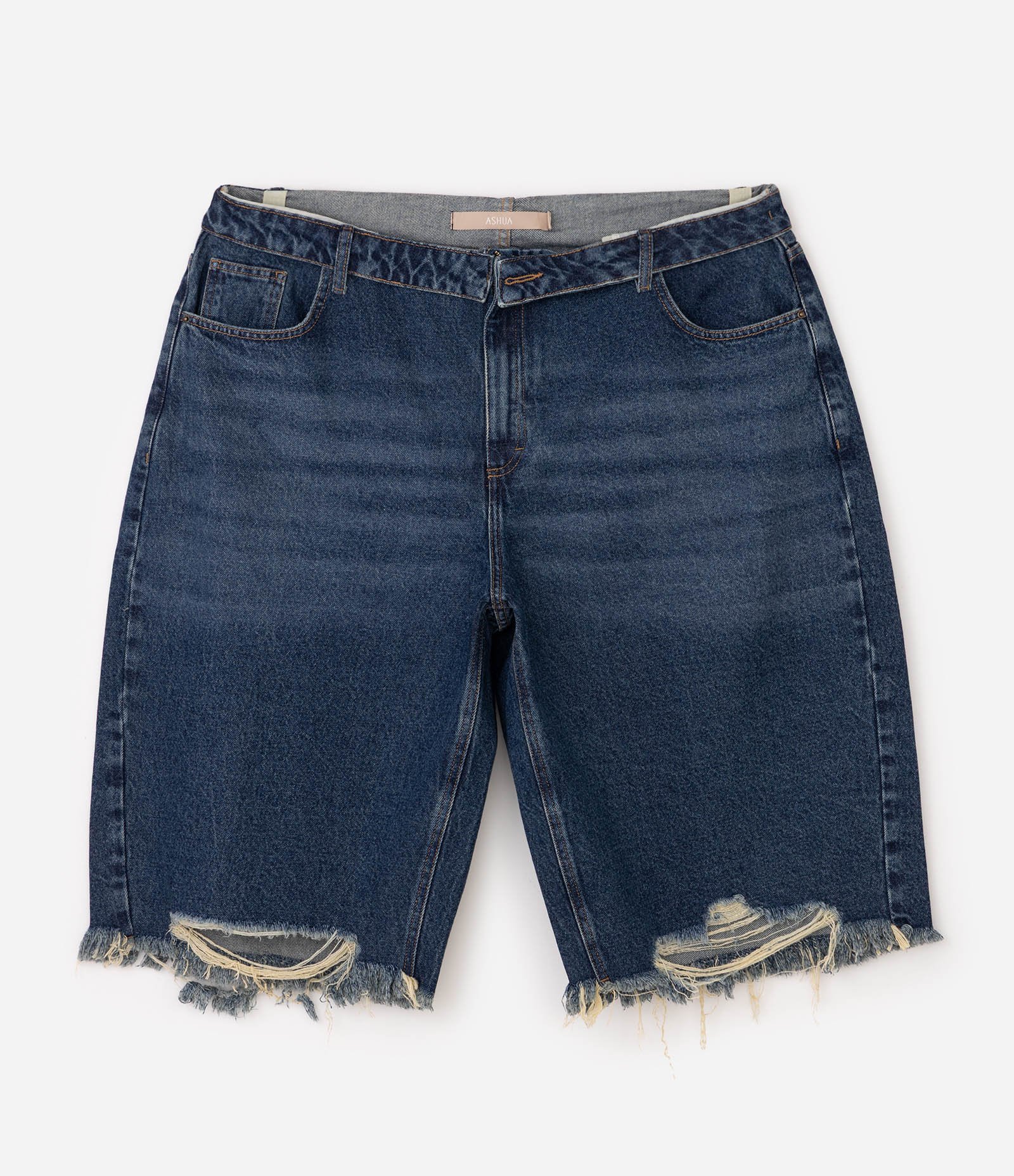 Bermuda Jorts Jeans com Cós Virado Curve & Plus Size Azul 5