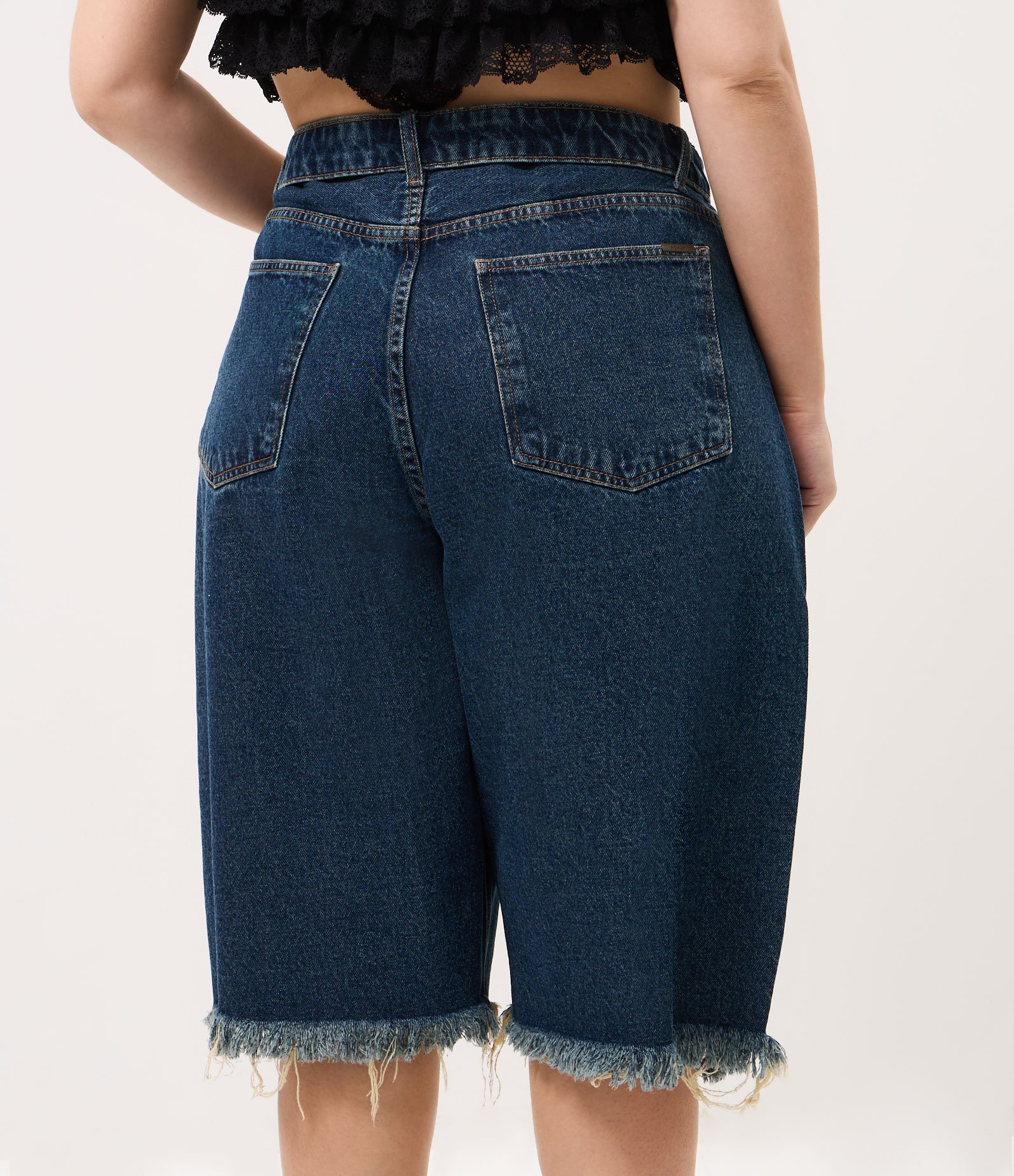 Bermuda Jorts Jeans com Cós Virado Curve & Plus Size Azul 4