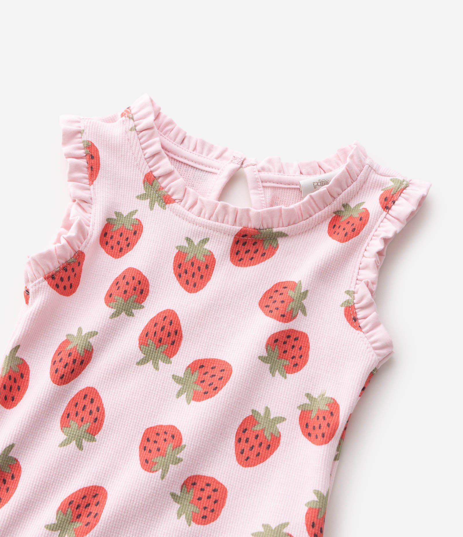 Blusa Regata Infantil Em Ribana Estampa Morango Tam 1 a 6 Anos Rosa 5