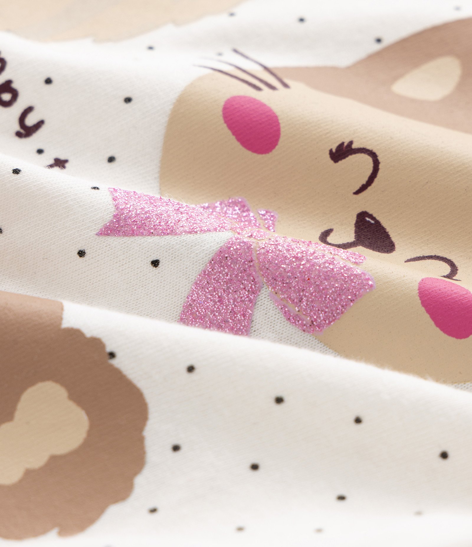 Camiseta Infantil em Cotton com Estampa Poá e Personagens com Glitter - Tam 1 a 6 Anos Branco 3