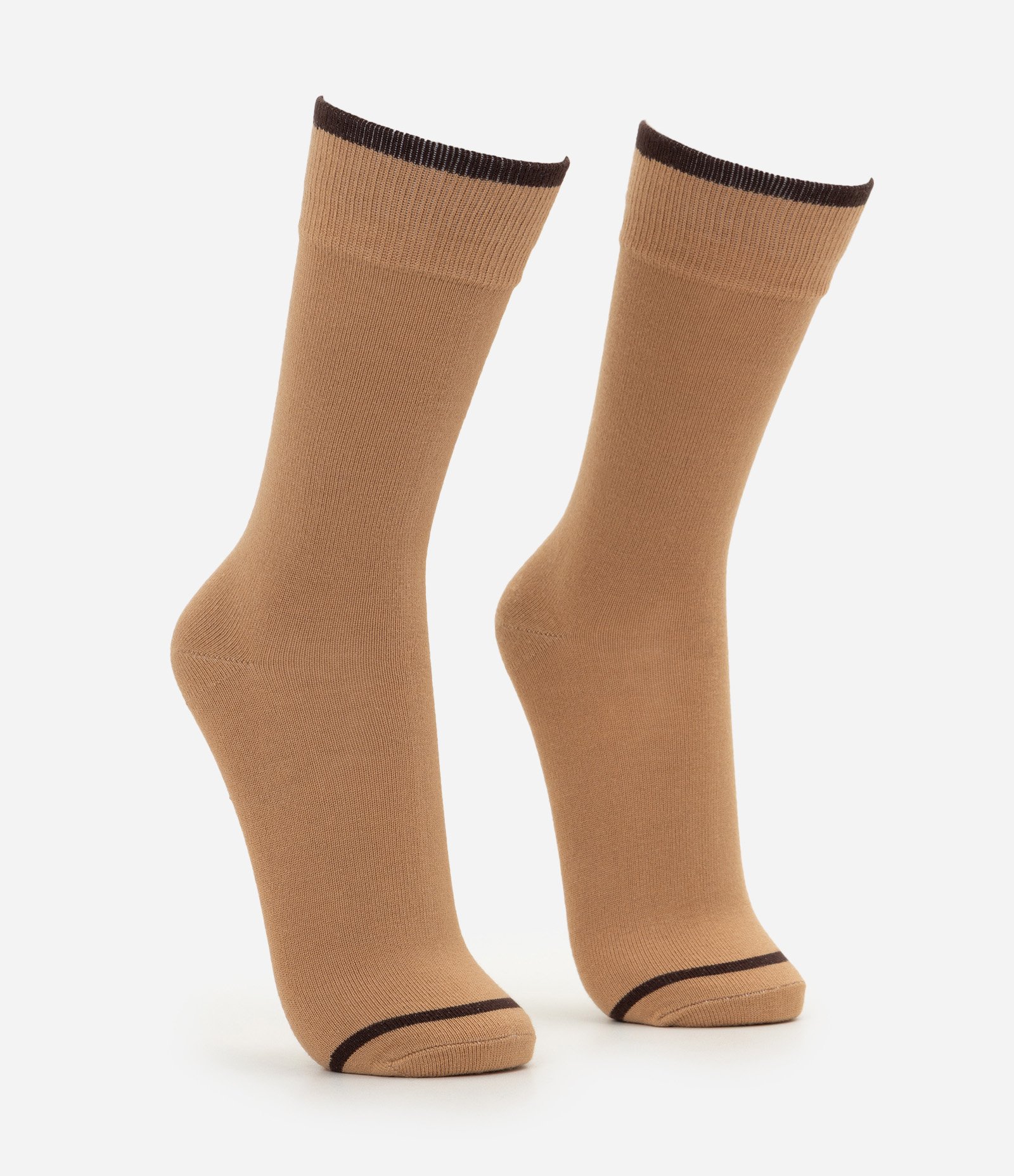 Meia Cano Longo Individual Viscose com detalhe de Friso Marrom 2