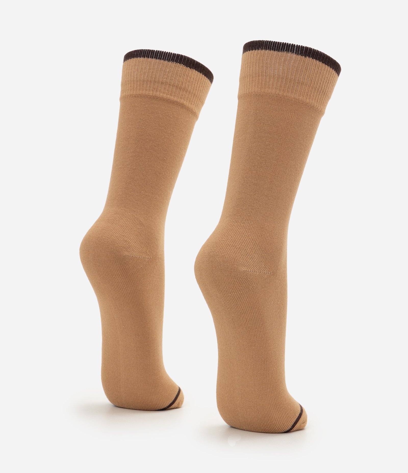 Meia Cano Longo Individual Viscose com detalhe de Friso Marrom 3