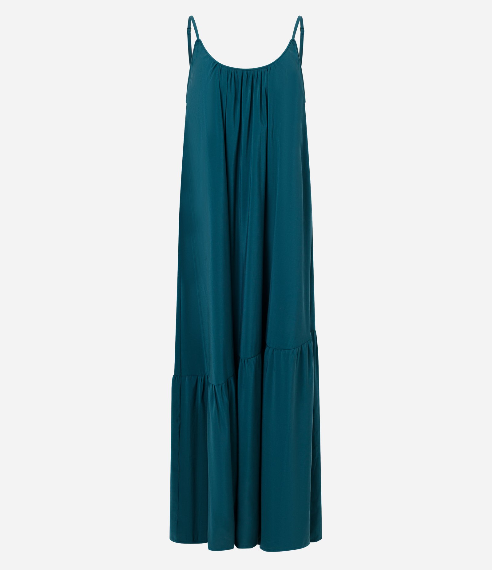 Vestido Long Midi em Viscose com Alças Finas e Decote em V Azul 5