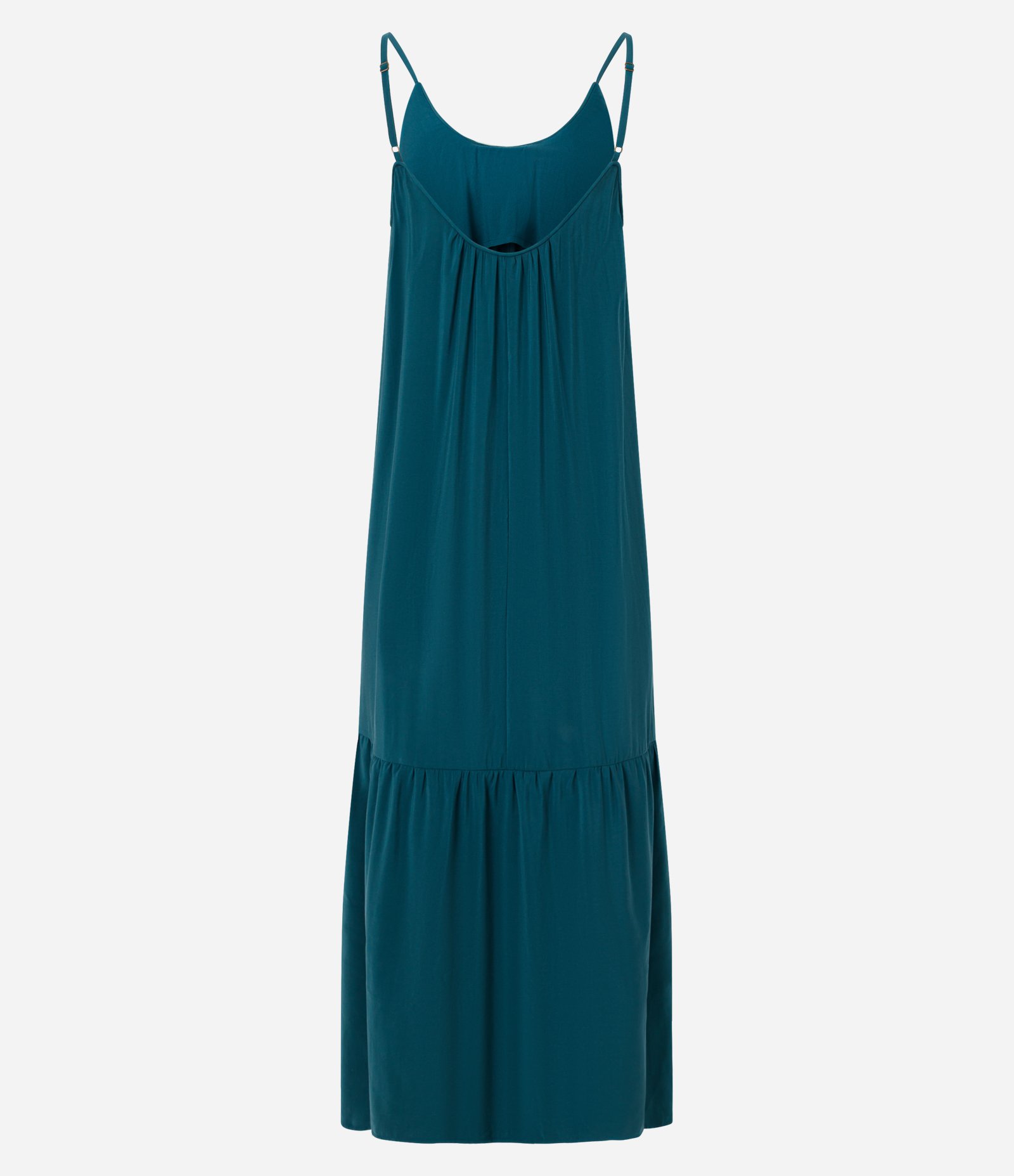 Vestido Long Midi em Viscose com Alças Finas e Decote em V Azul 6