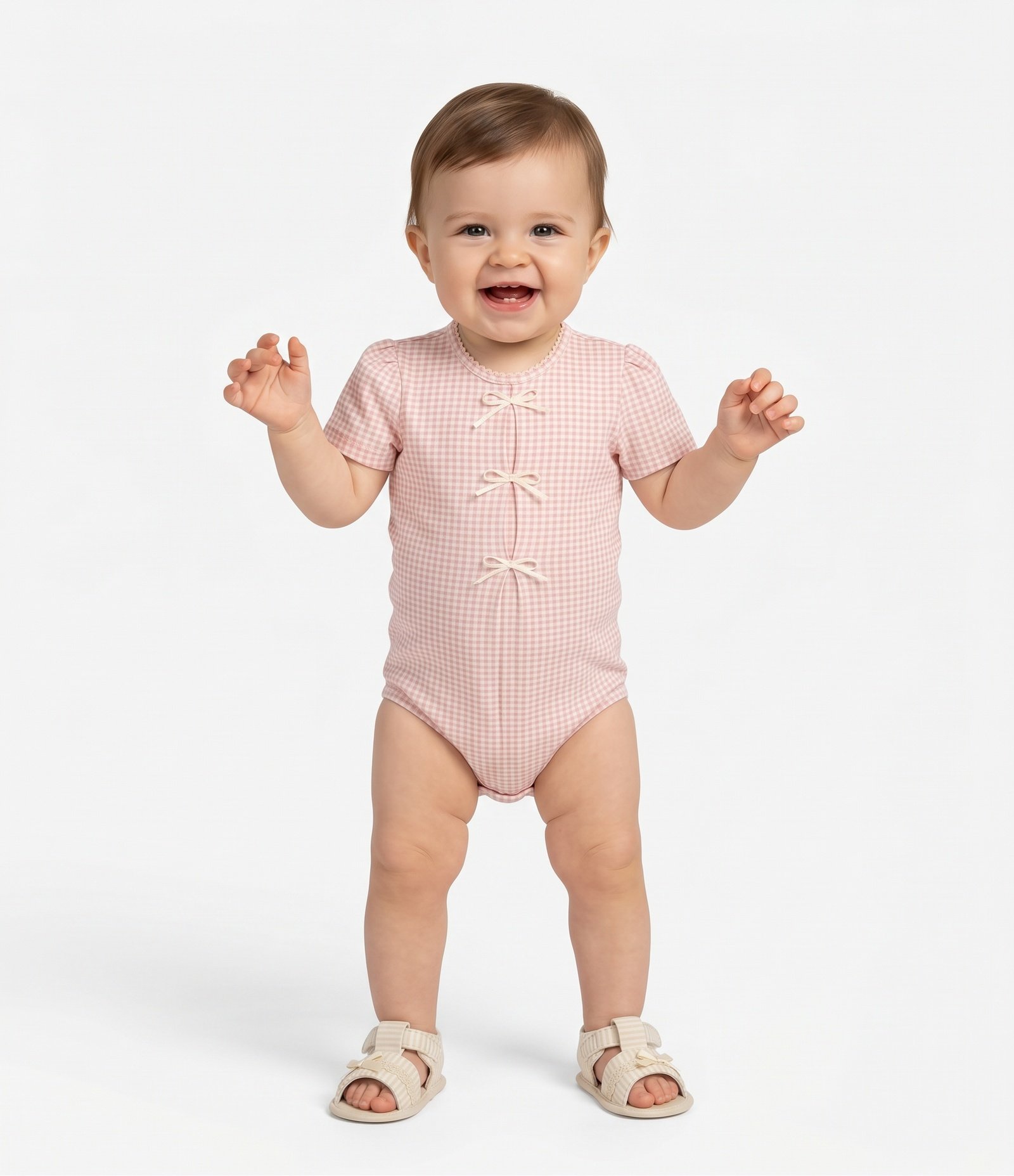 Body Infantil Cotton Com Lacinhos Aplicados - Tam 0 a 18 Meses Rosa 2