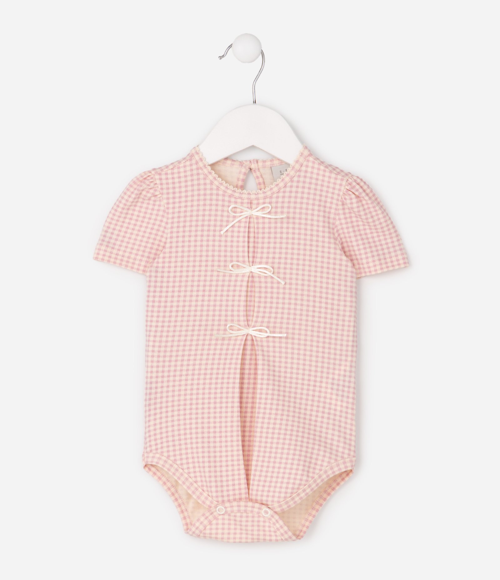 Body Infantil Cotton Com Lacinhos Aplicados - Tam 0 a 18 Meses Rosa 3