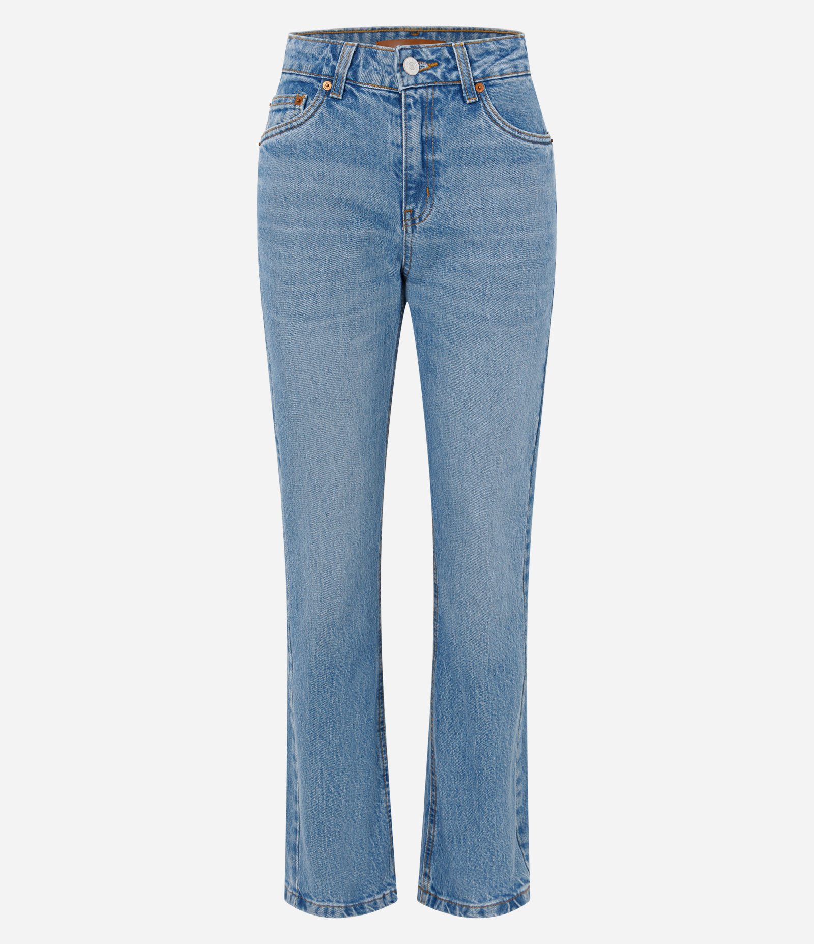 Calça Reta em Jeans Premium com Cintura Média Azul Claro 5