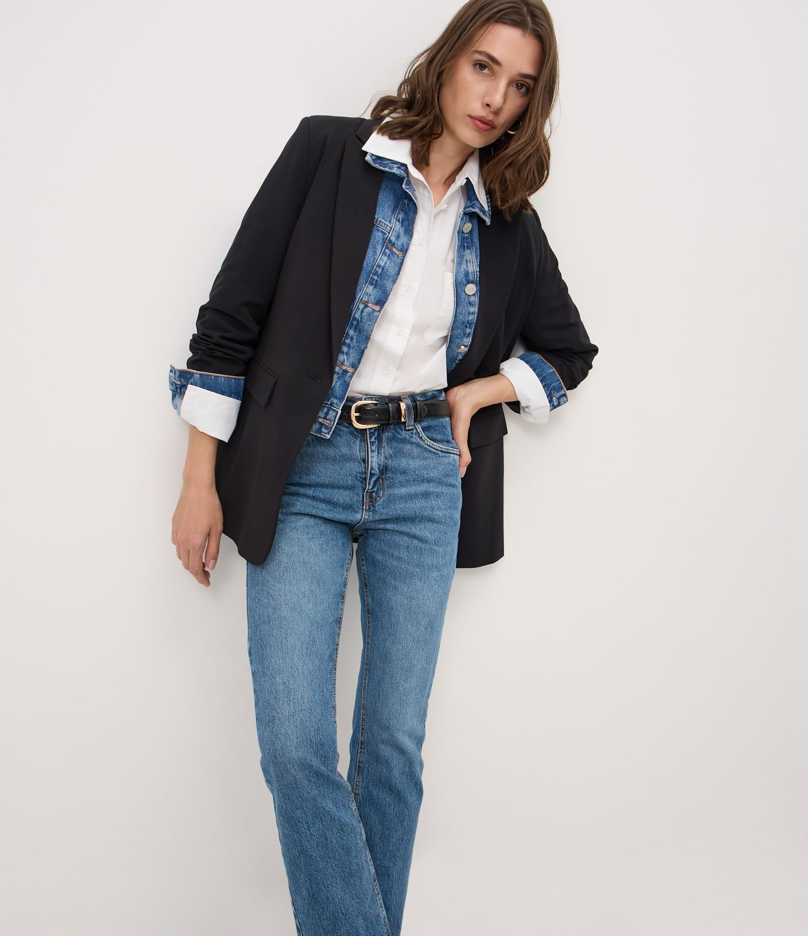 Calça Reta em Jeans Premium com Cintura Média Azul Médio 2
