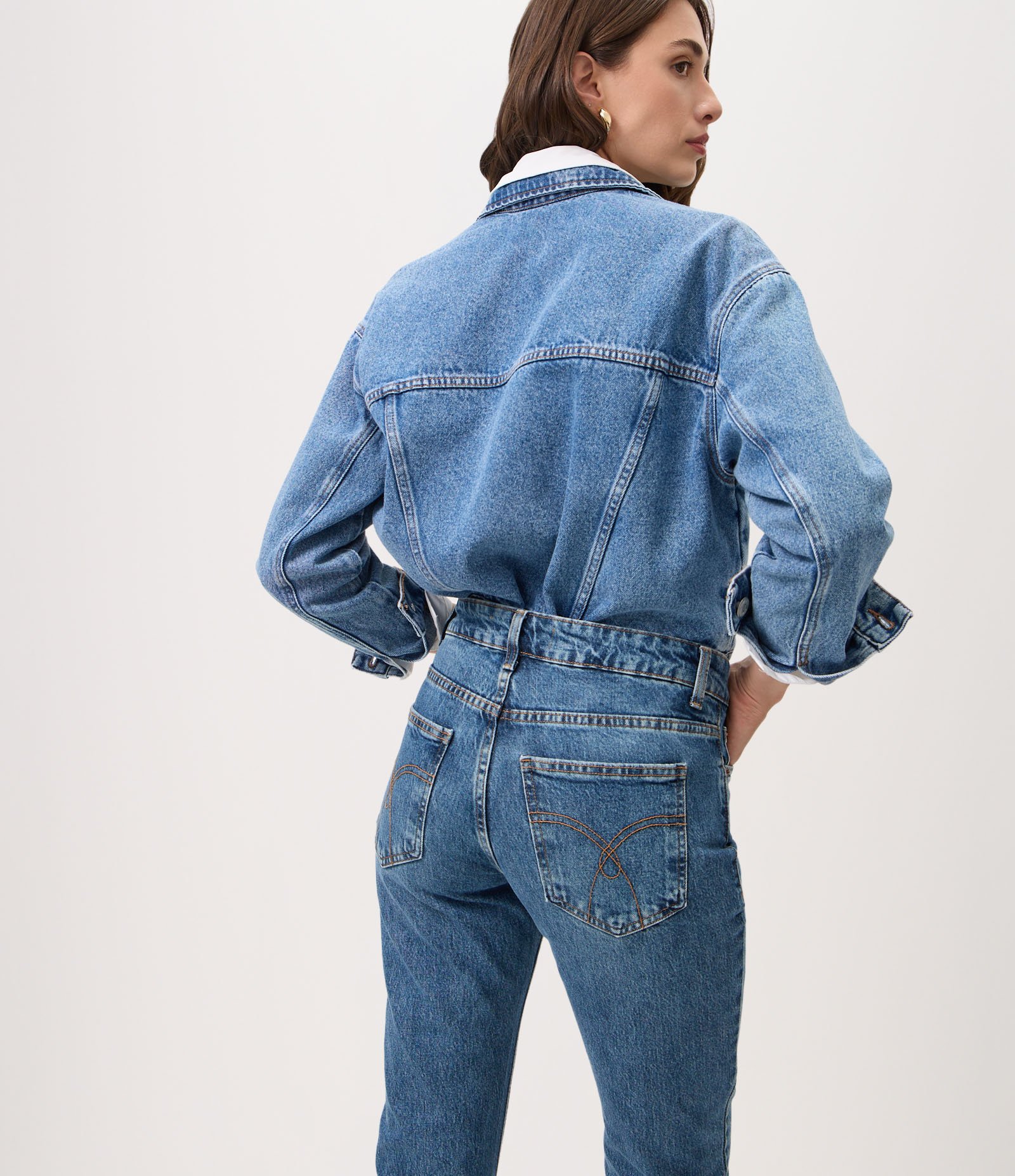 Calça Reta em Jeans Premium com Cintura Média Azul Médio 6
