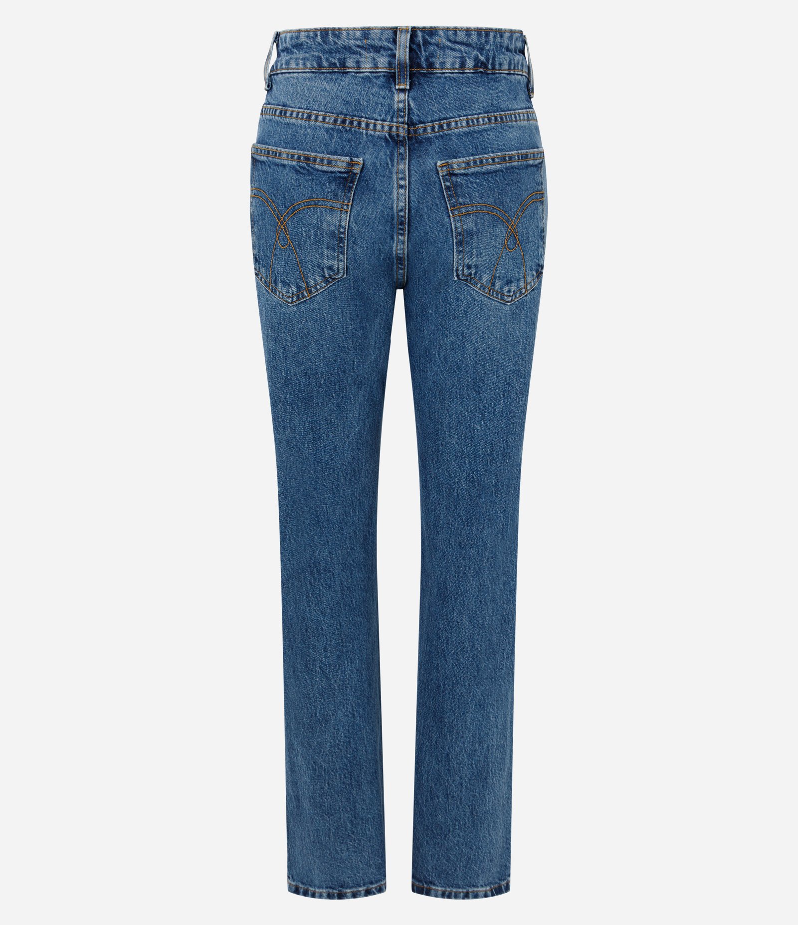 Calça Reta em Jeans Premium com Cintura Média Azul Médio 5
