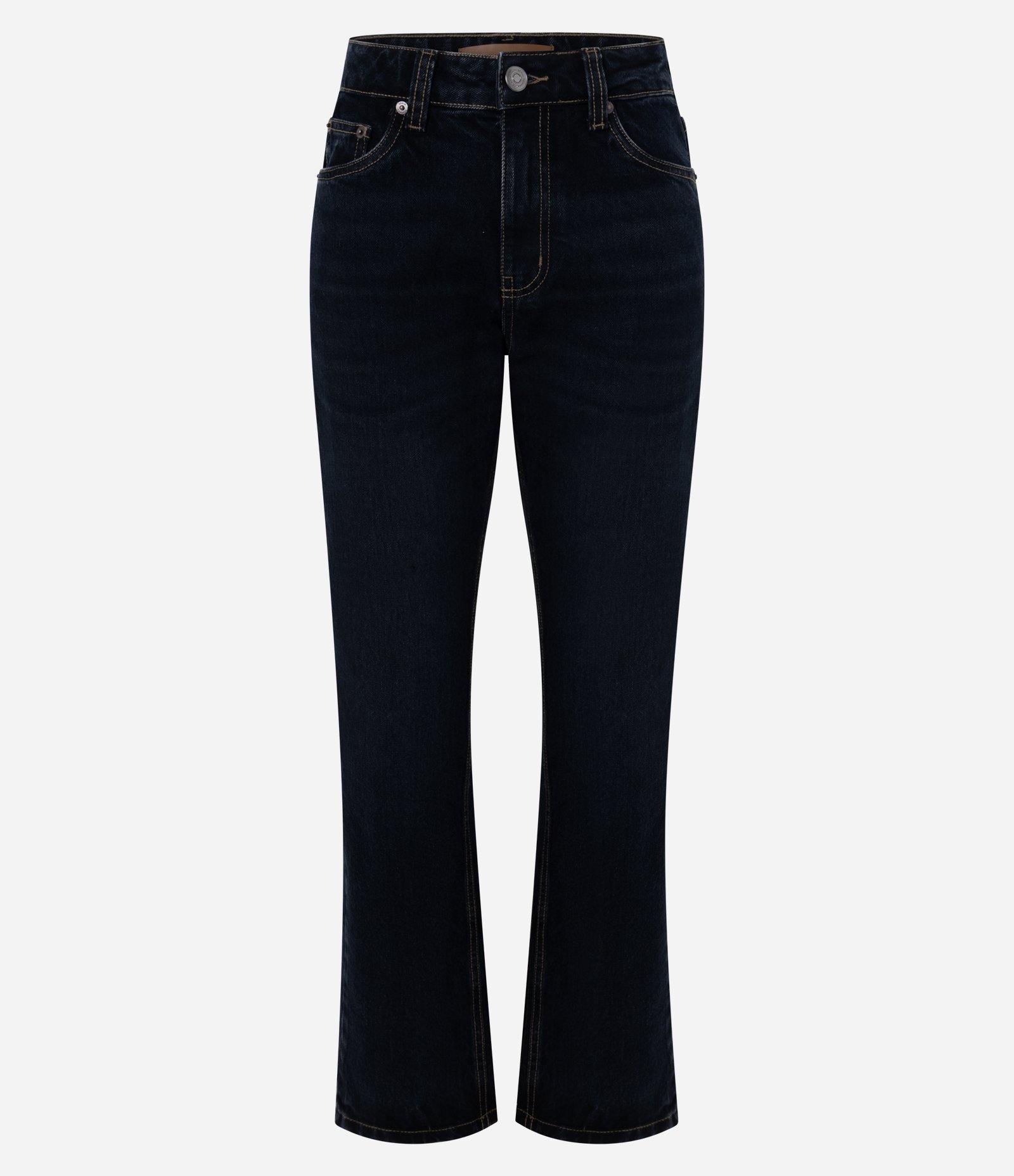 Calça Reta em Jeans Premium com Cintura Média Azul Escuro 4