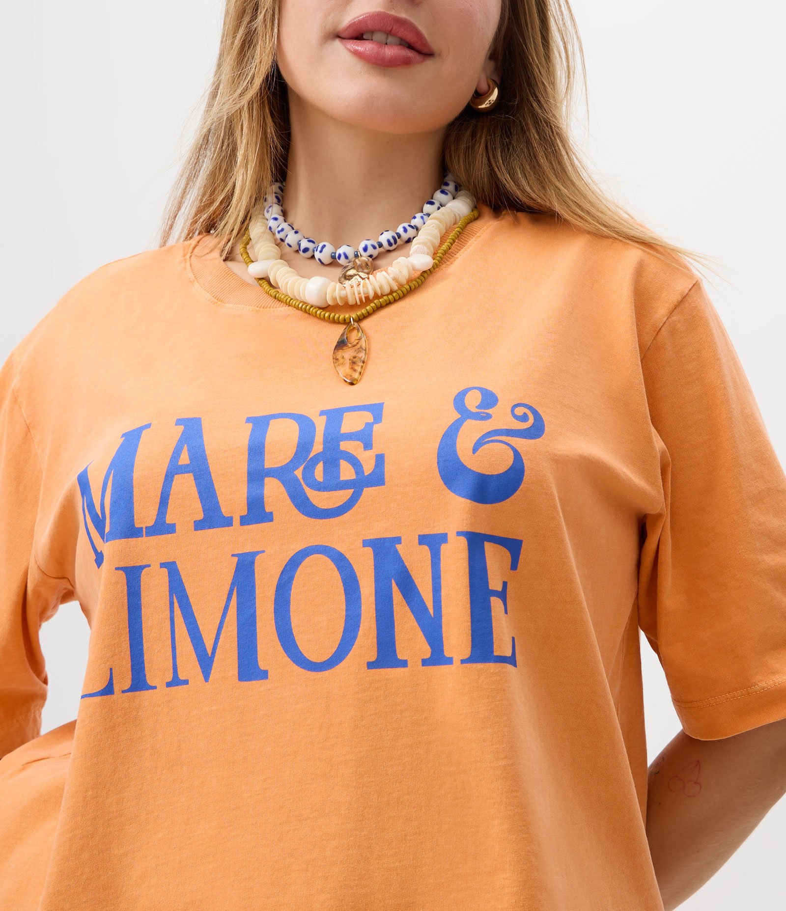 Blusa Boxy em Algodão com Lettering Curve & Plus Size Laranja 3