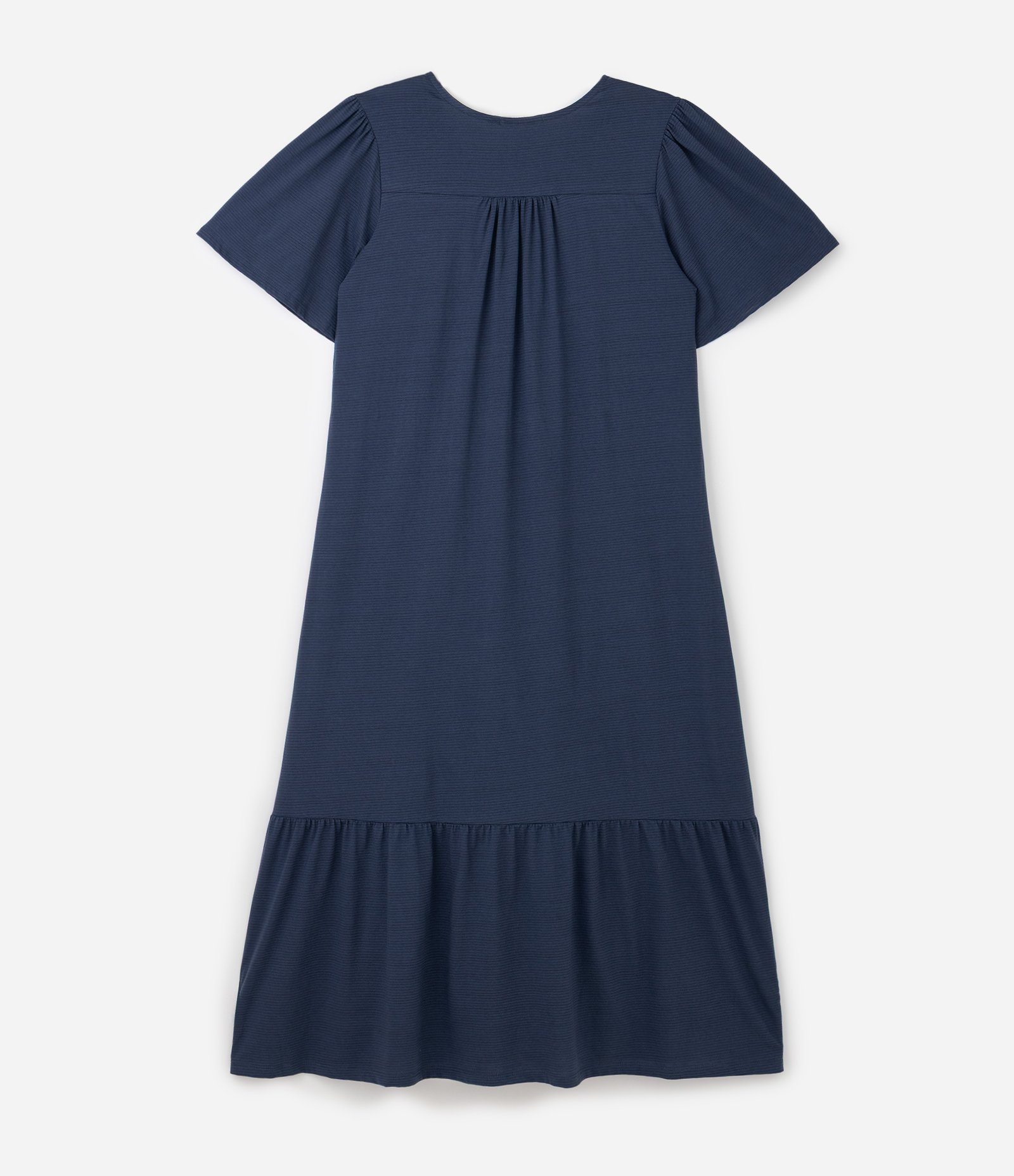 Vestido Midi Algodão com Recorte Franzido Curve & Plus Size Azul Marinho 2