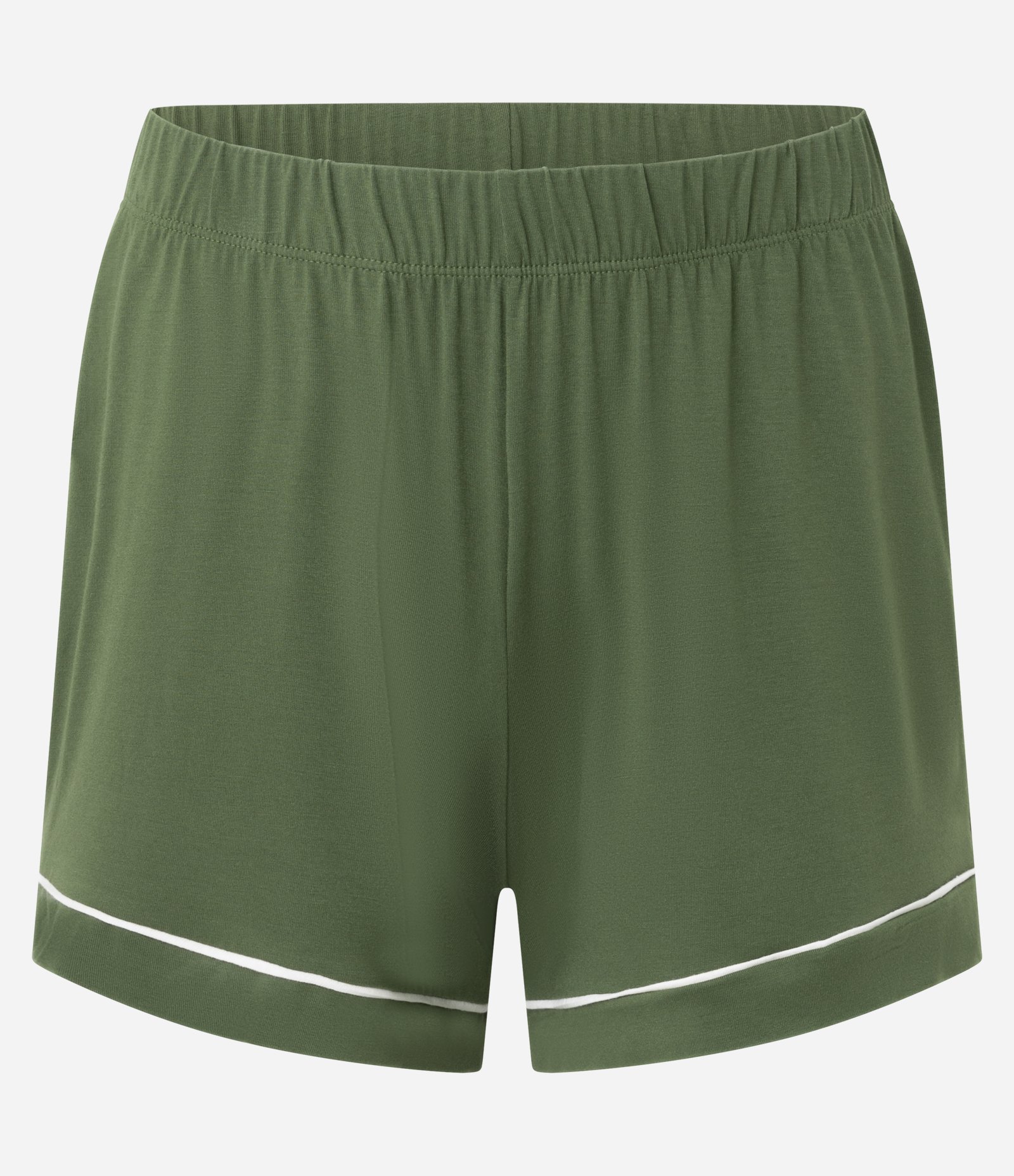 Pijama Americano Curto em Viscolycra com Viés Contrastante Verde Escuro 3