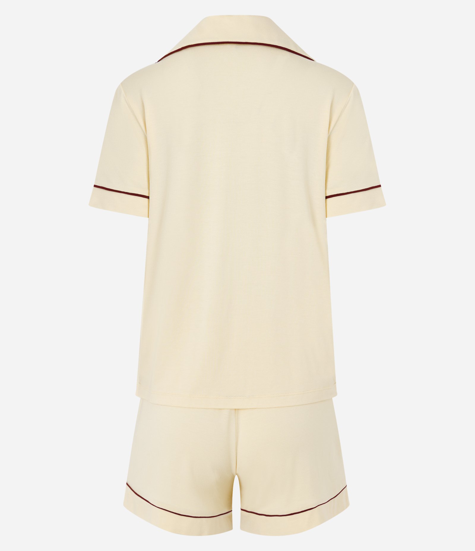 Pijama Americano Curto em Viscolycra com Viés Contrastante Amarelo 7