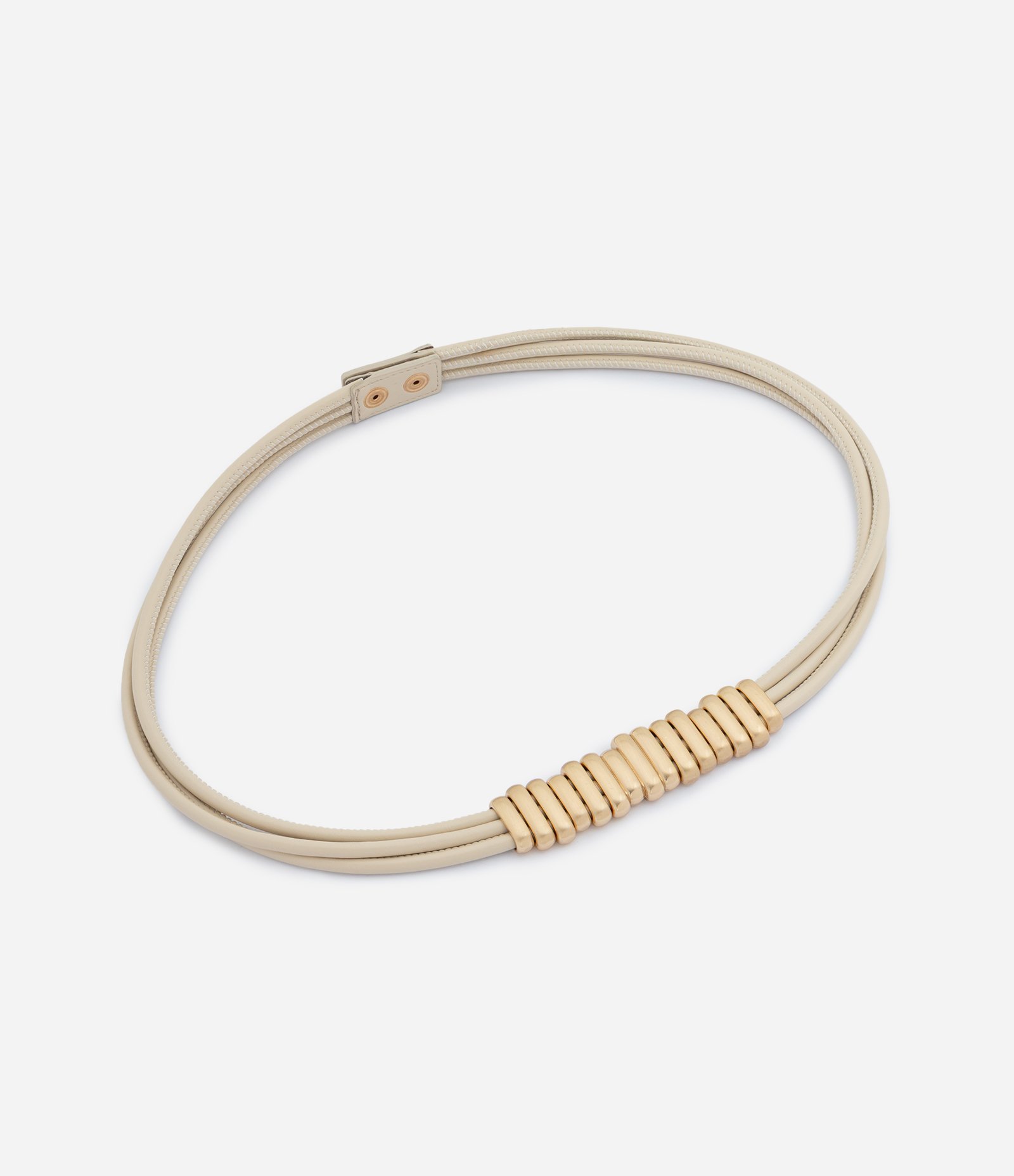 Cinto Estreito em PU com Detalhes Metálicos Off White 1