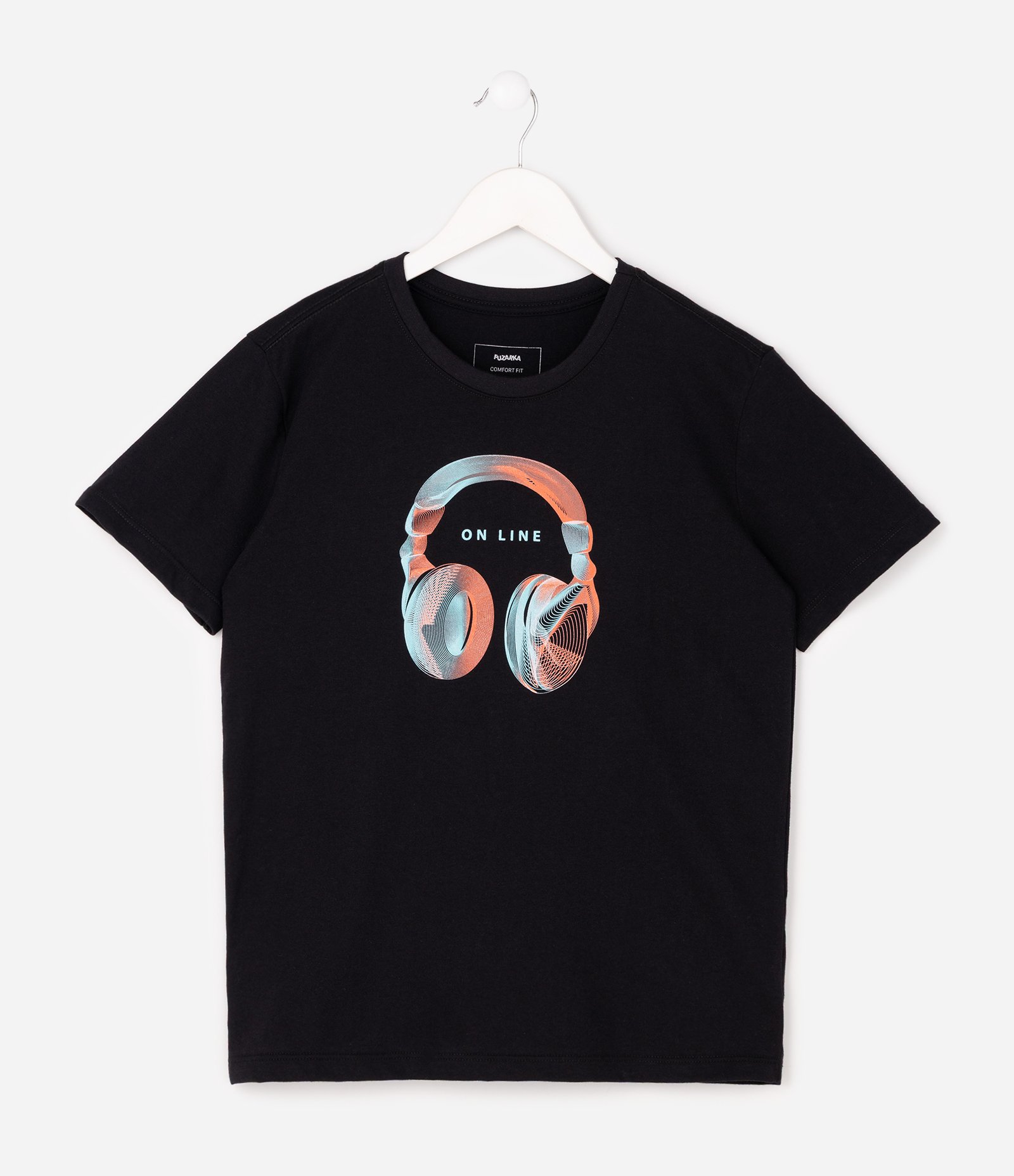 Camiseta Infantil em Algodão Fone On Line com Estampa Frontal - Tam 1 a 16 Anos Preto 2