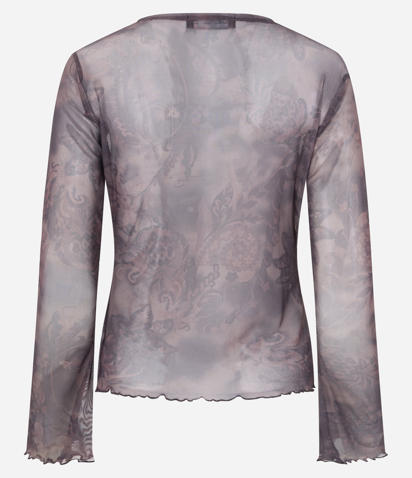 Blusa em Tule com Estampa Paisley e Franzidos Frontais Marrom 7
