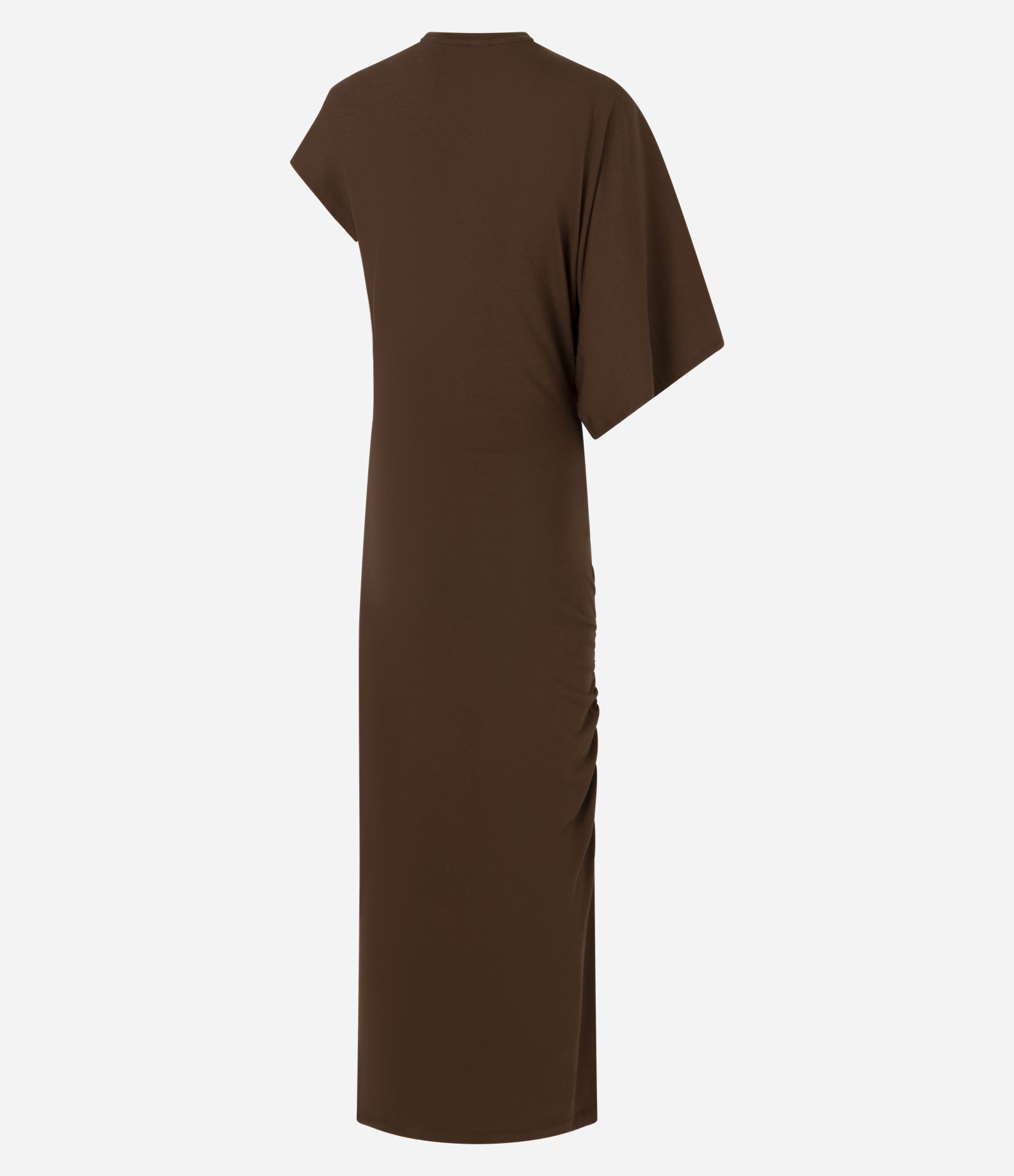 Vestido Longo Assimétrico em Algodão Marrom Escuro 2