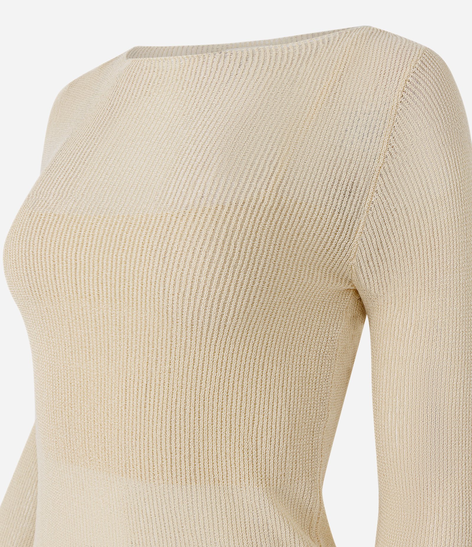 Blusa em Tricô Transparente com Top Interno Bege 6