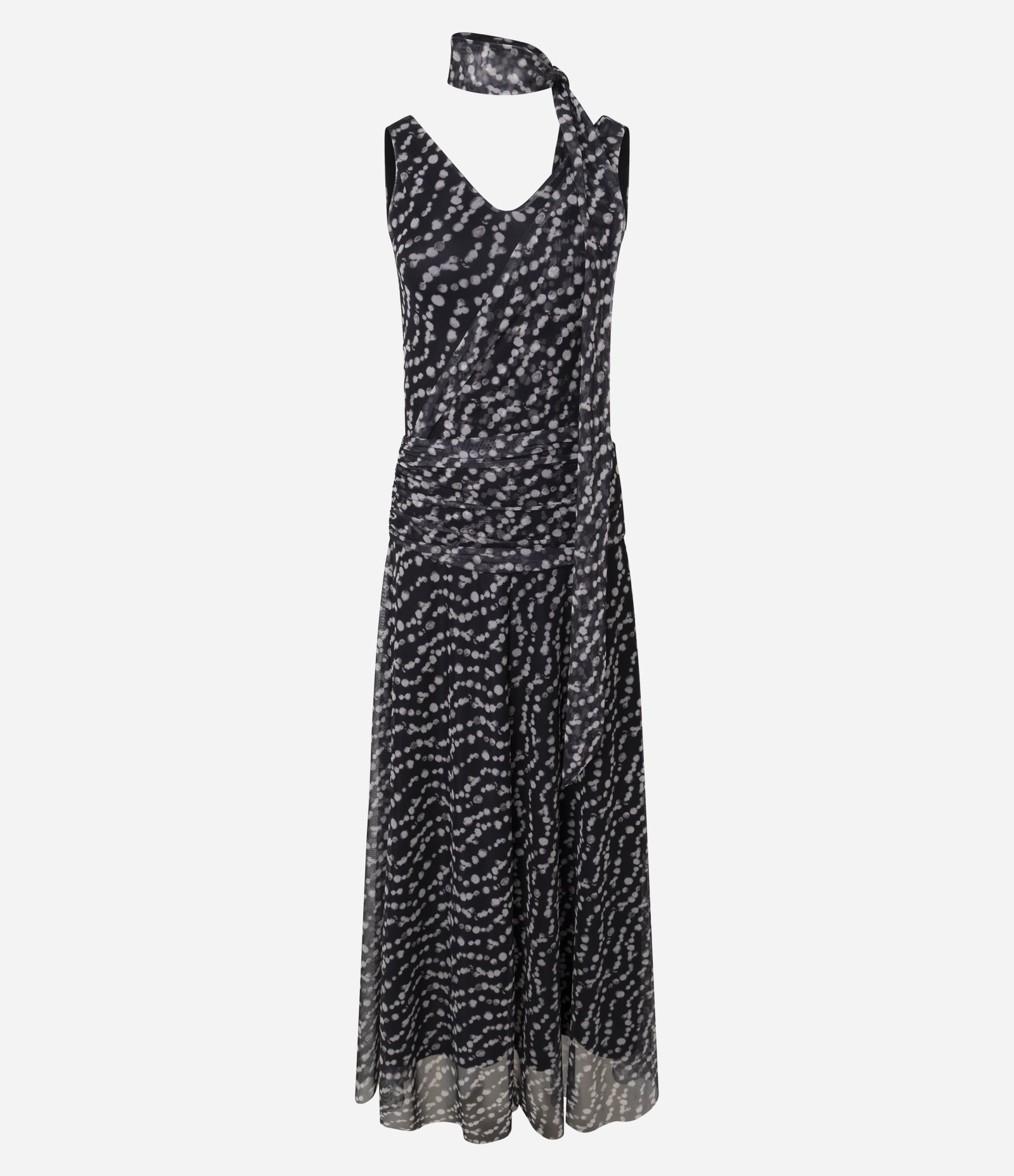 Vestido Longo em Tule com Estampa Poá e Gola Halter Preto 6