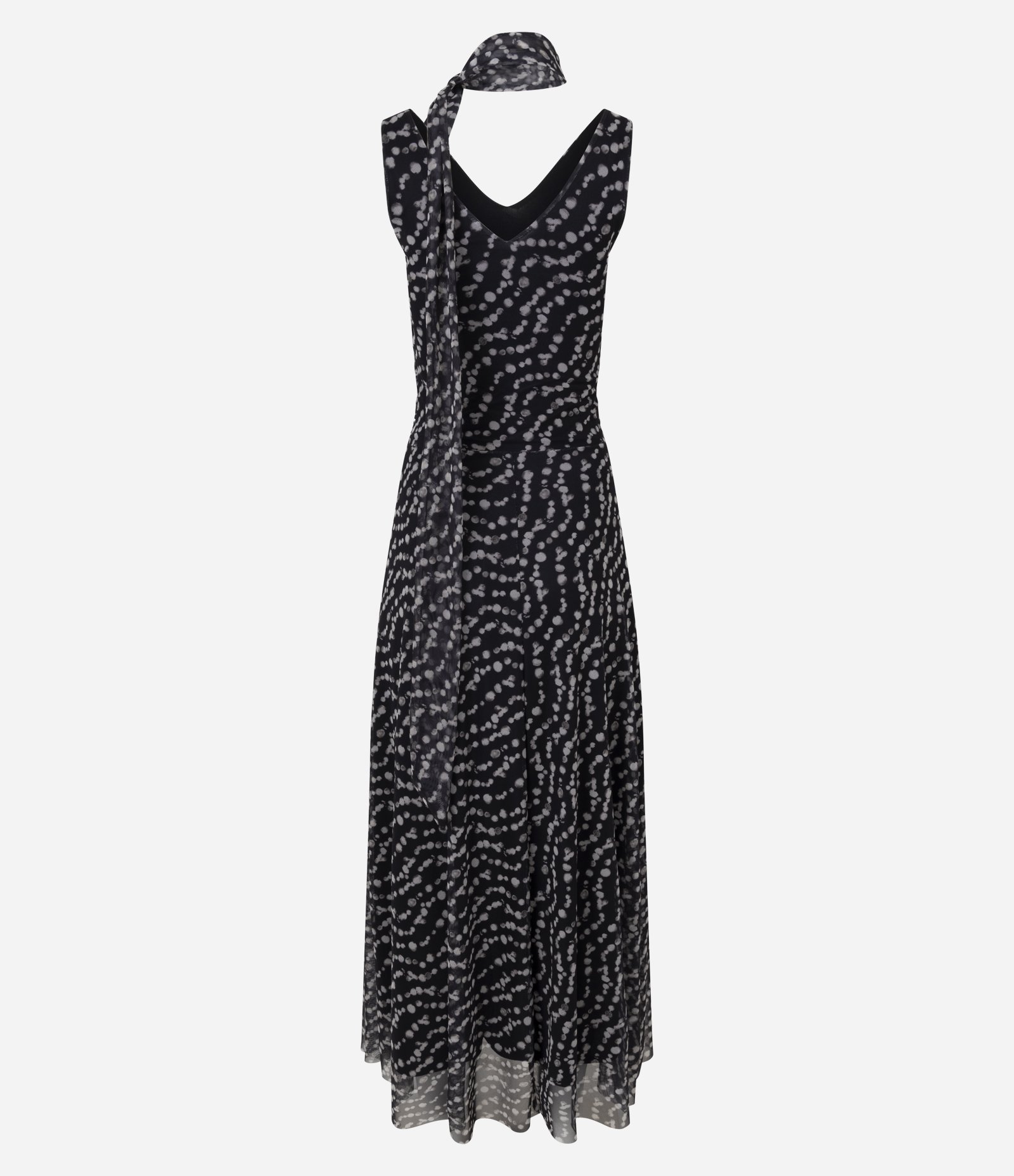 Vestido Longo em Tule com Estampa Poá e Gola Halter Preto 7