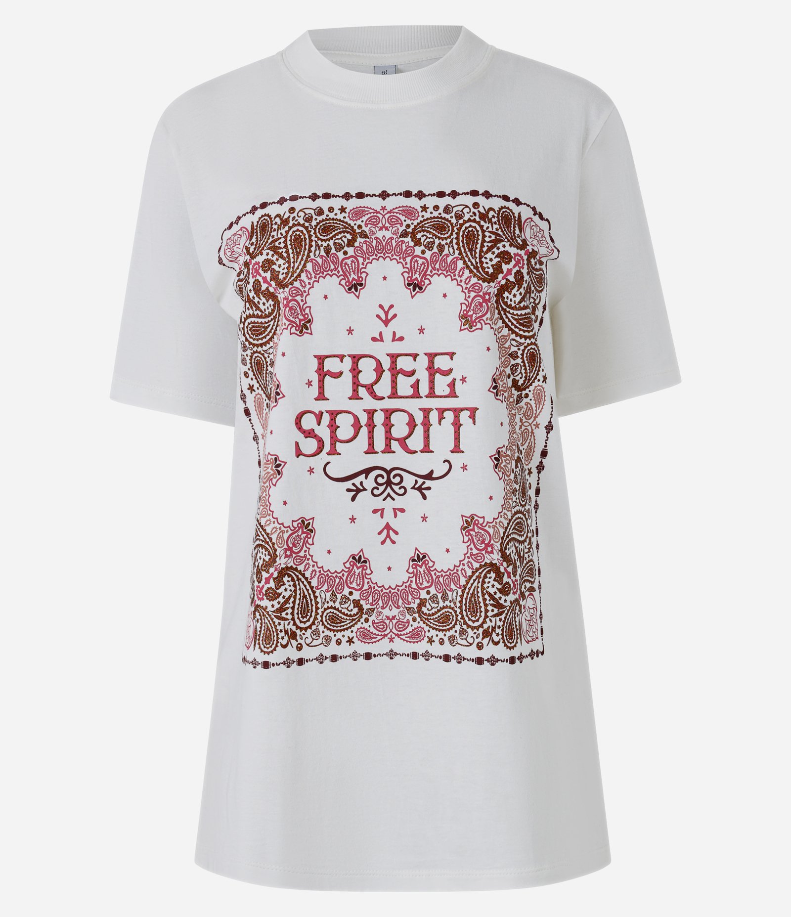Camiseta Alongada em Algodão Free Spirit Floral Branco 4
