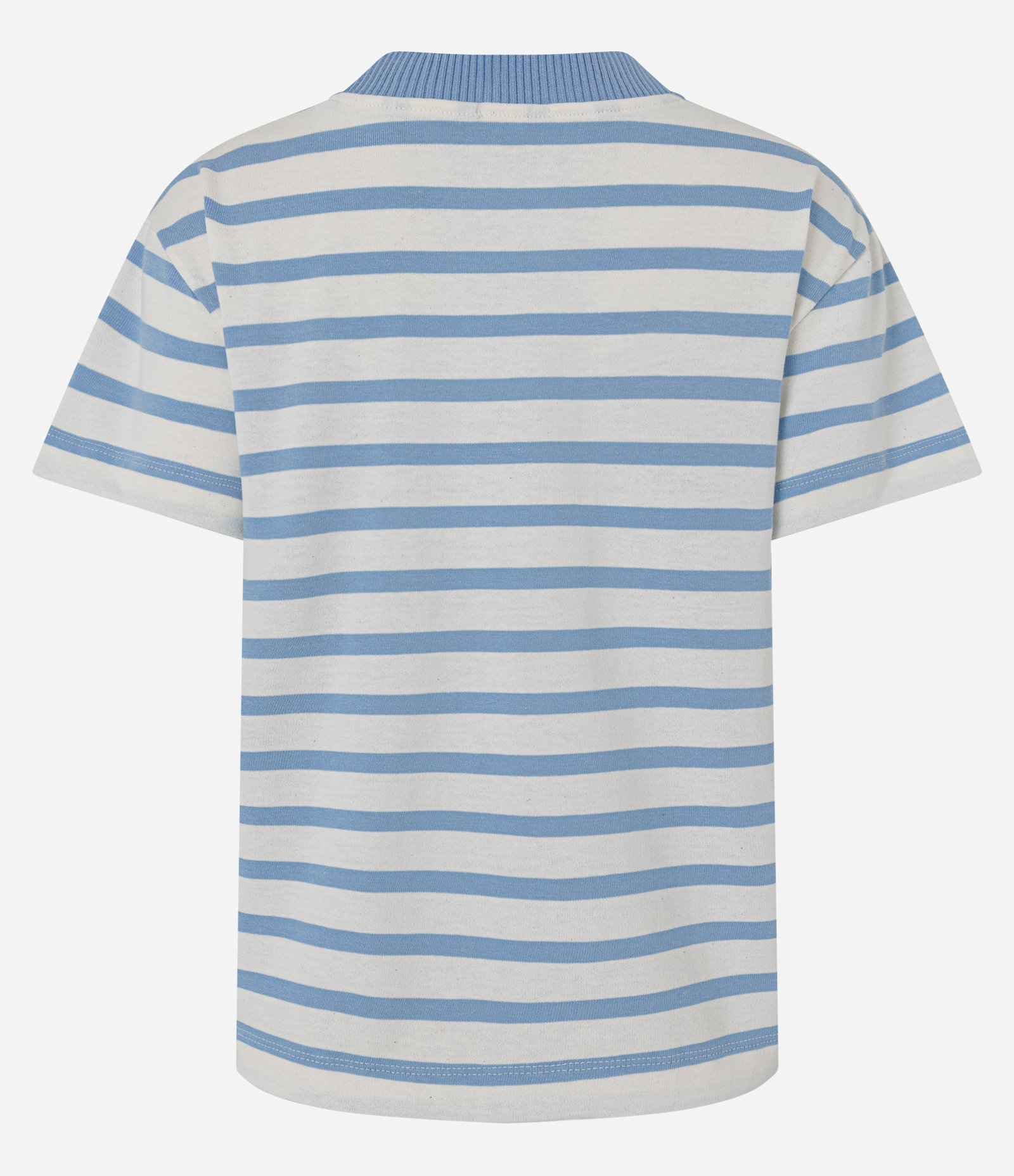Blusa Slim Listrada em Algodão com Gola Contrastante Azul 2