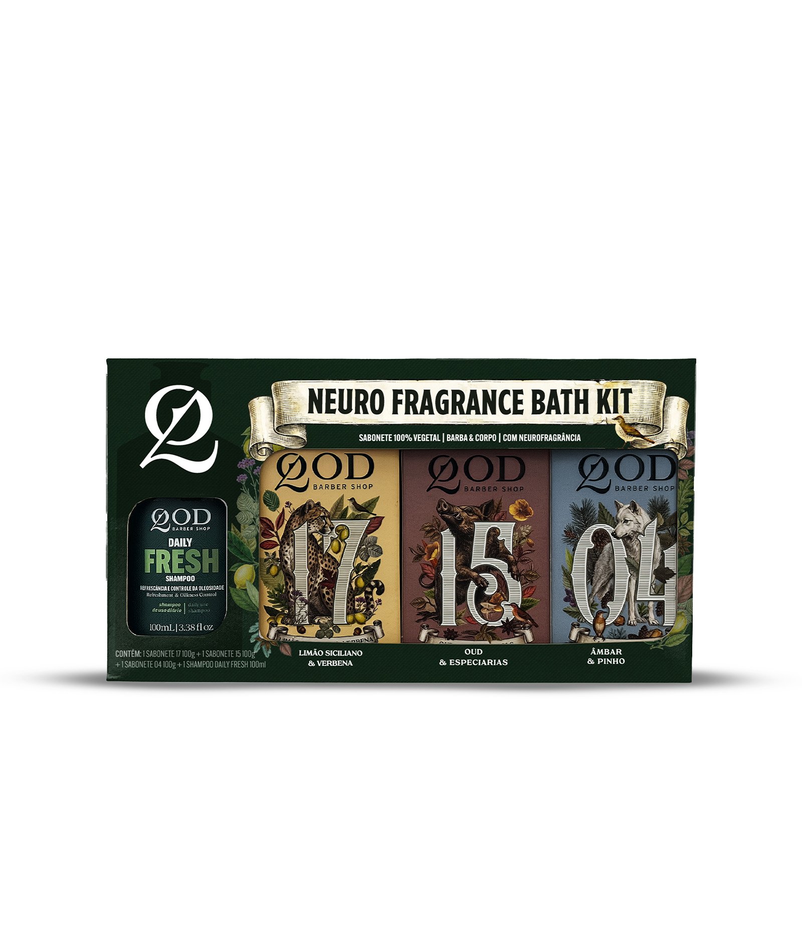 Kit Shampoo Daily 100ml + 3 Sabonetes 100g Neuro Fragrance QOD KIT 1