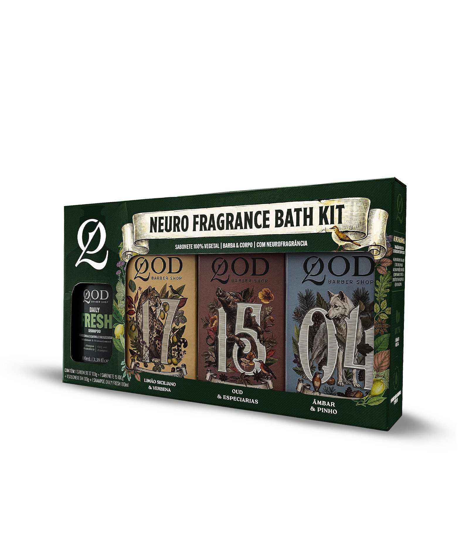 Kit Shampoo Daily 100ml + 3 Sabonetes 100g Neuro Fragrance QOD KIT 2