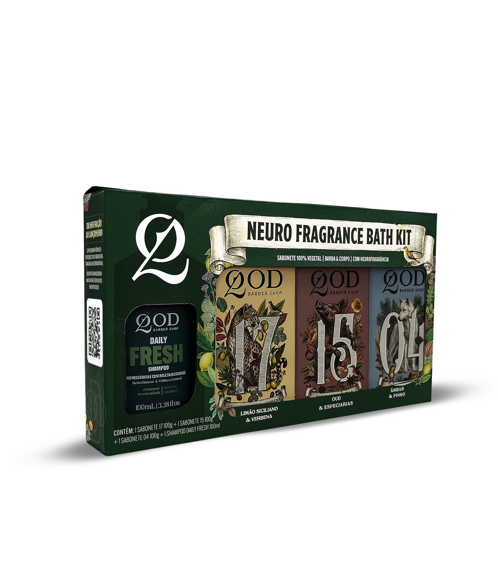 Kit Shampoo Daily 100ml + 3 Sabonetes 100g Neuro Fragrance QOD KIT 3