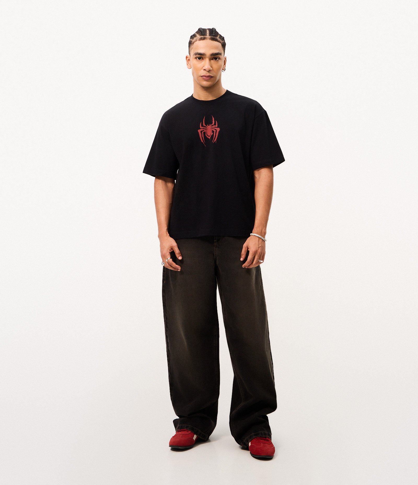 Camiseta Boxy em Algodão Spider-Man Preto 2