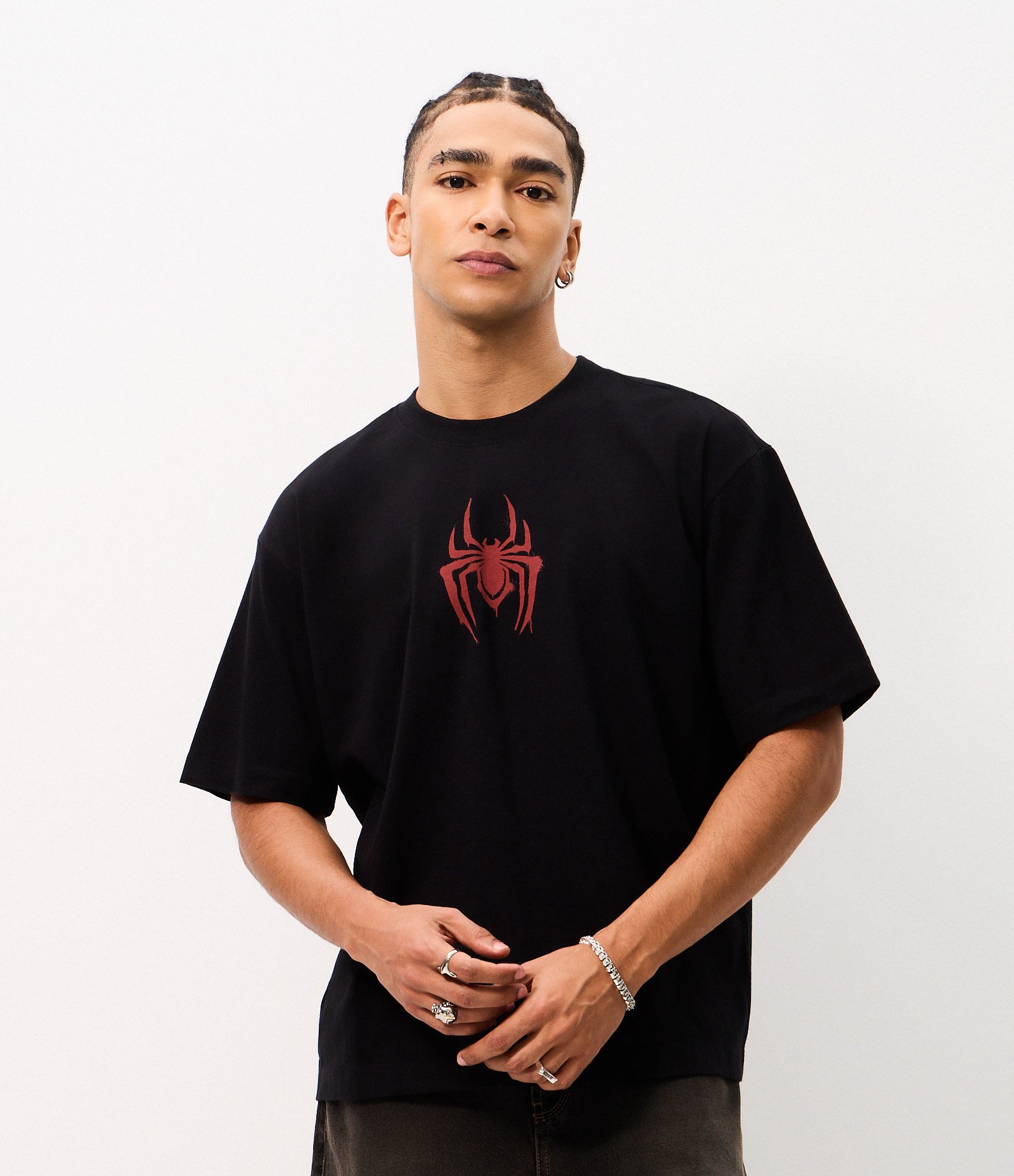 Camiseta Boxy em Algodão Spider-Man Preto 3