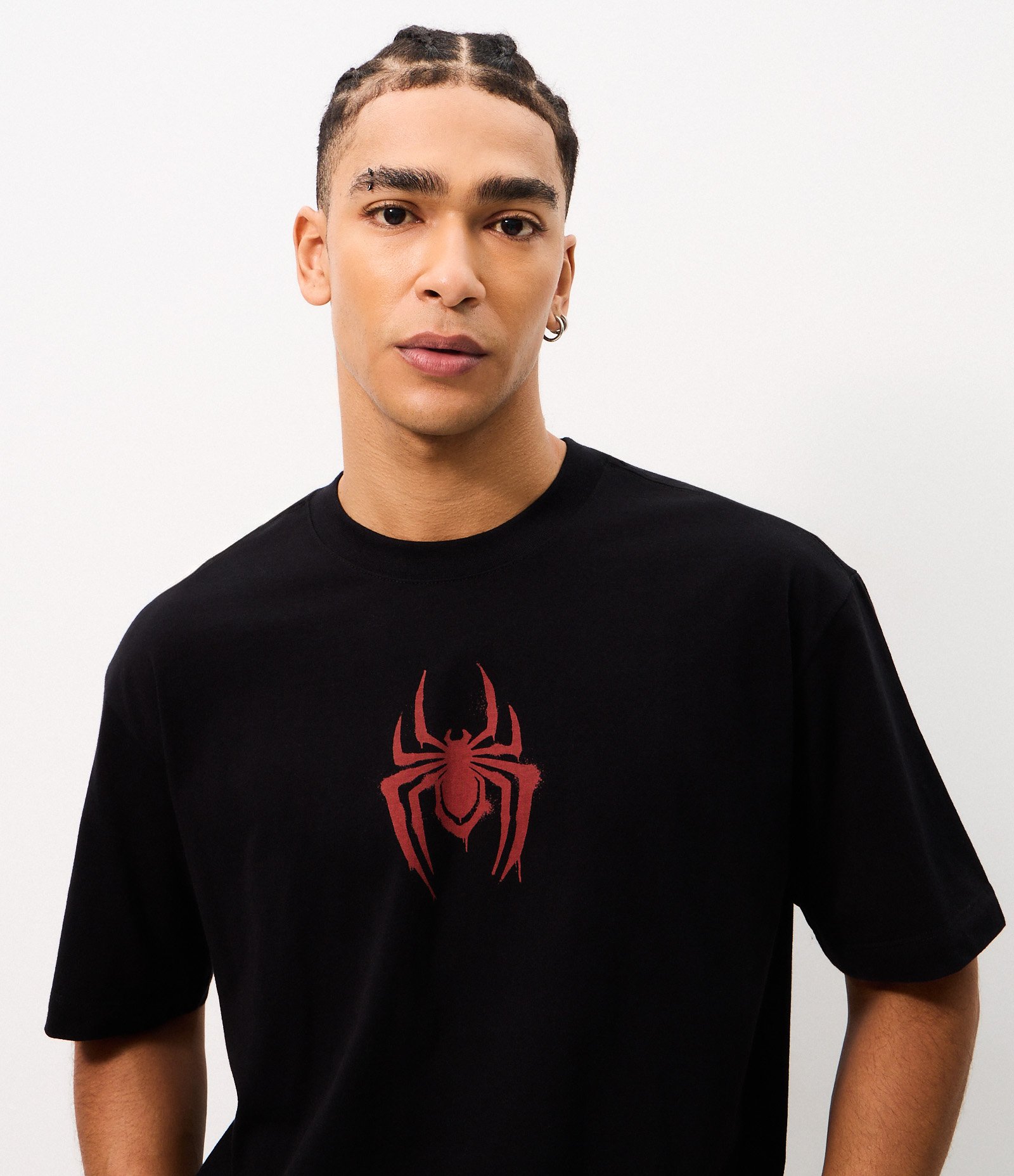 Camiseta Boxy em Algodão Spider-Man Preto 5