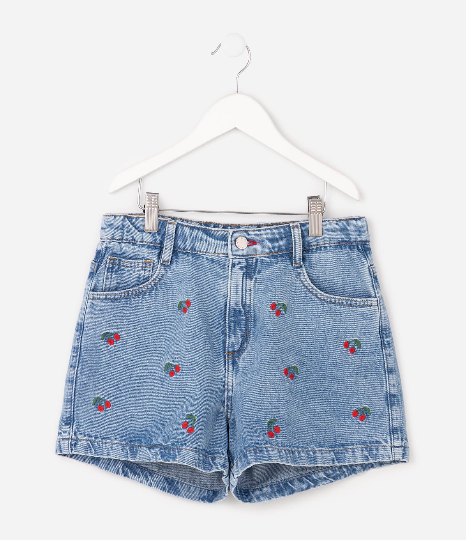 Short Jeans Infantil de Cerejinhas - Tam 5 a 16 Anos Azul médio 2