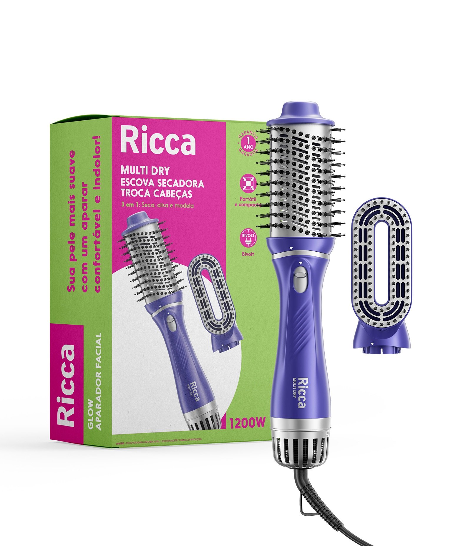 Escova Secadora Multi Dry Troca Cabeças Ricca U 1
