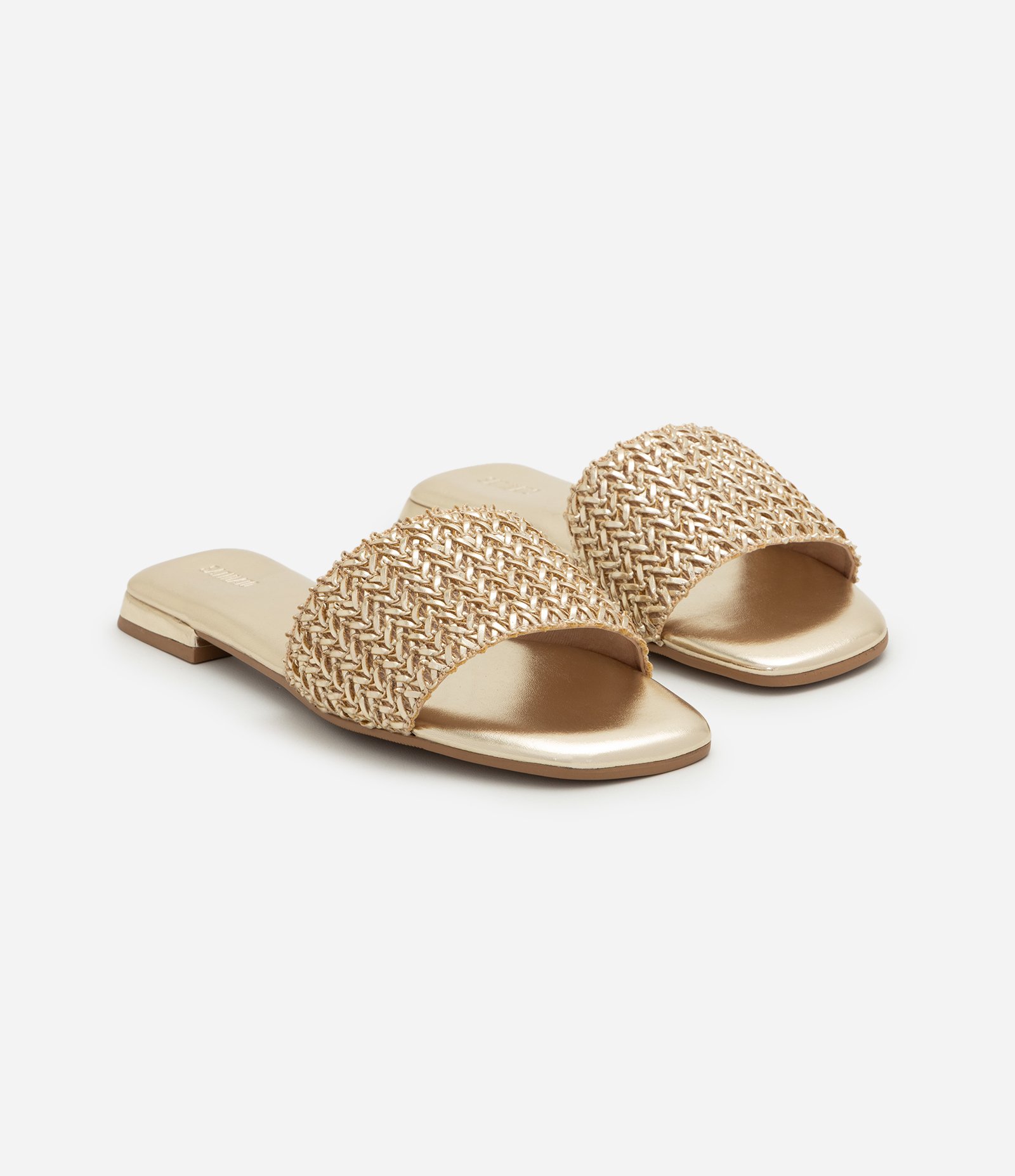 Rasteira Mule em PU com Gáspea Tressê Dourado 4