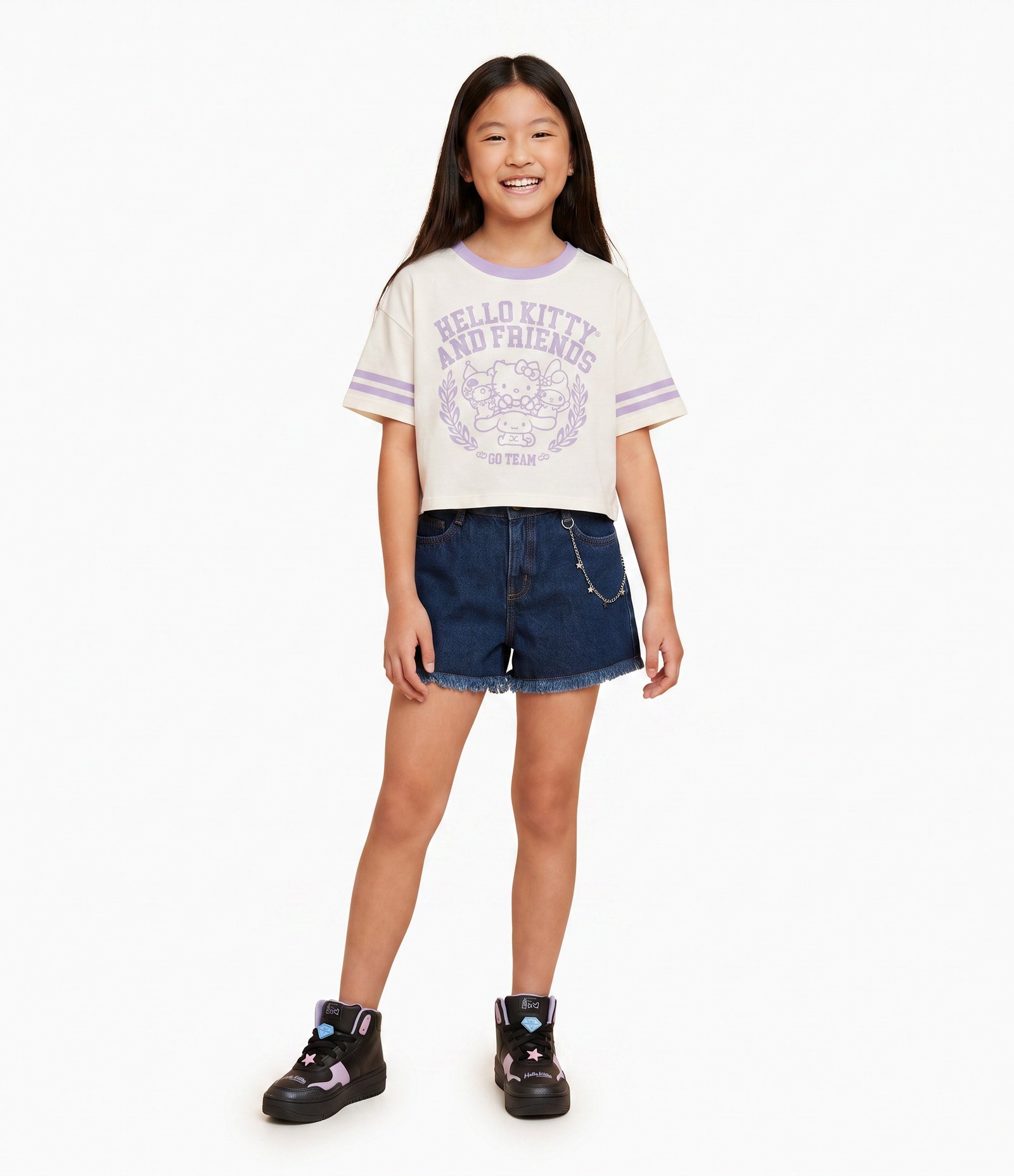 Camiseta Infantil Em Algodão Hello Kitty - 5 a 14 Anos Bege 2