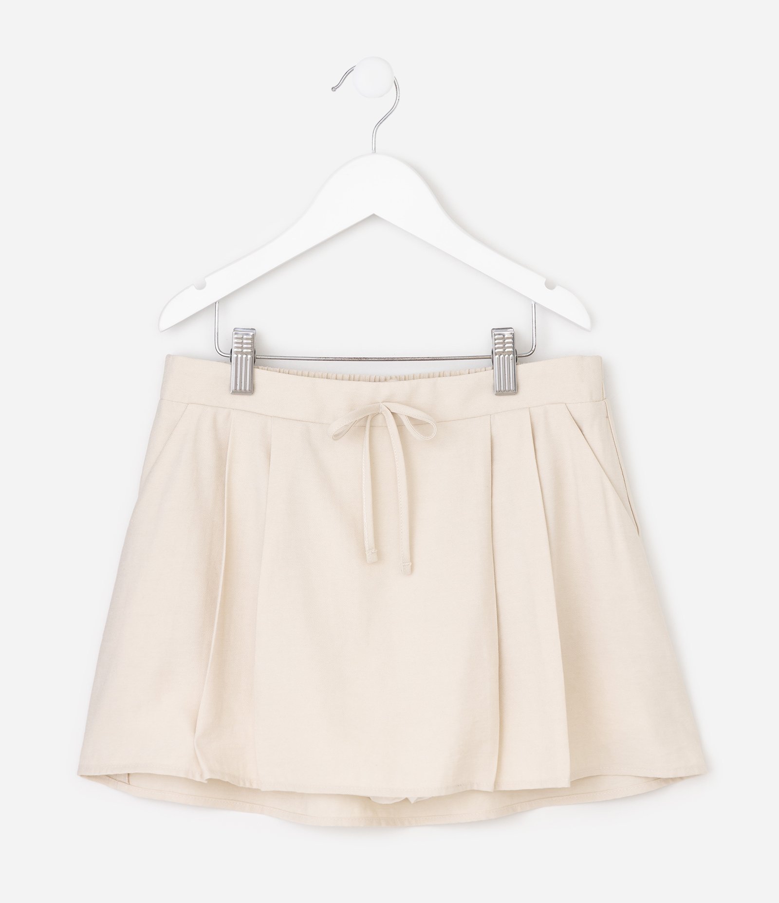 Short Saia Infantil Em Viscose Com Laço - Tam 5 a 16 Anos Bege 2