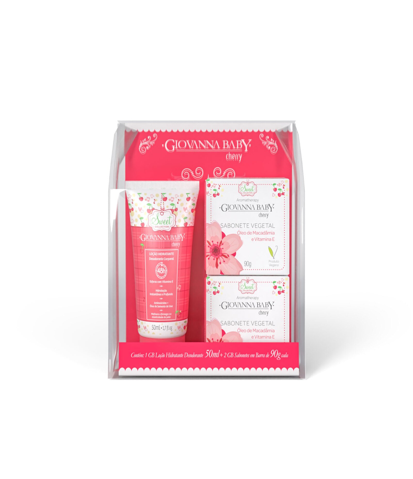 Kit Mini Loção 50g + 2 Sabonetes 90g Cherry Giovanna Baby KIT 1