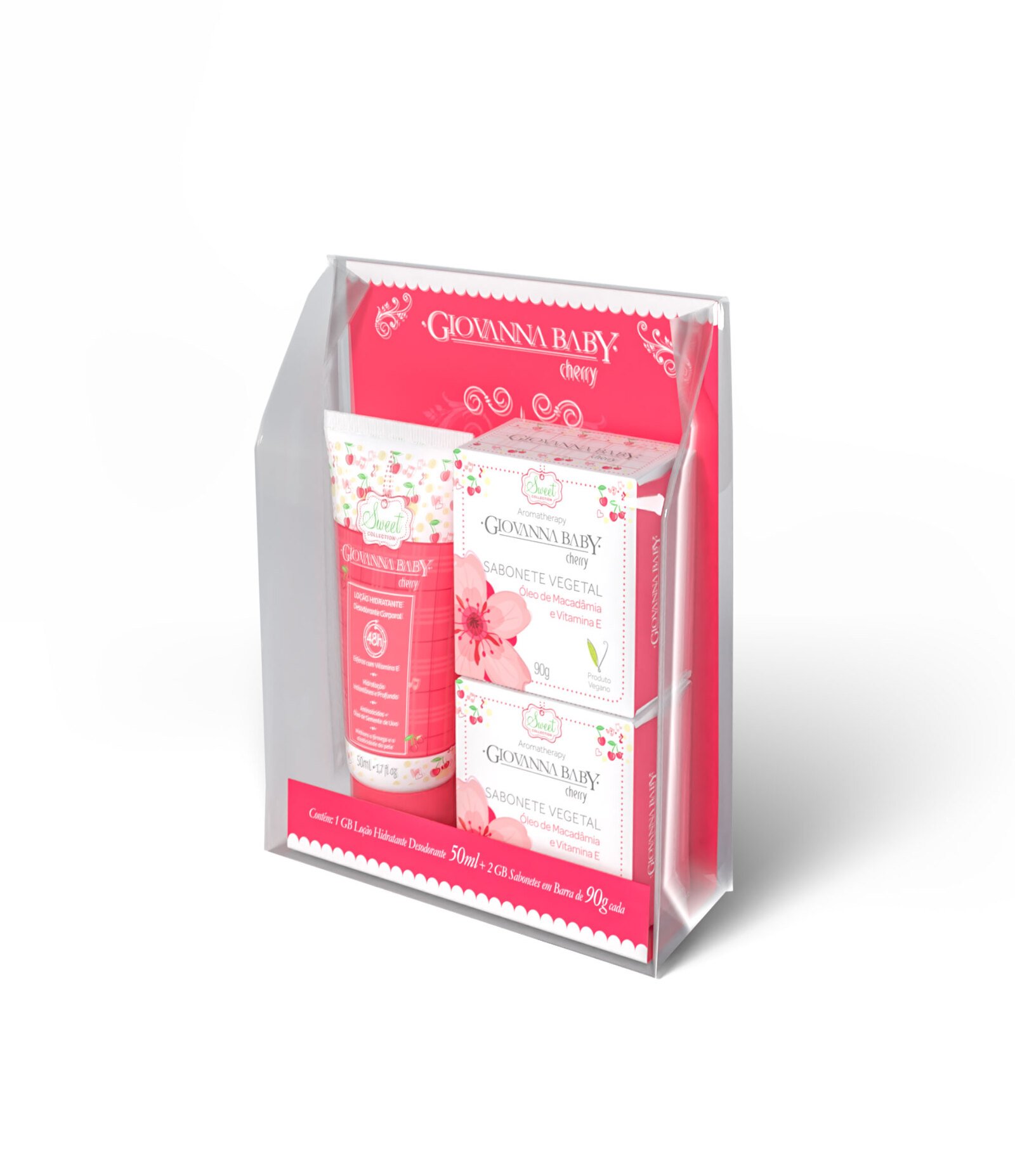 Kit Mini Loção 50g + 2 Sabonetes 90g Cherry Giovanna Baby KIT 2